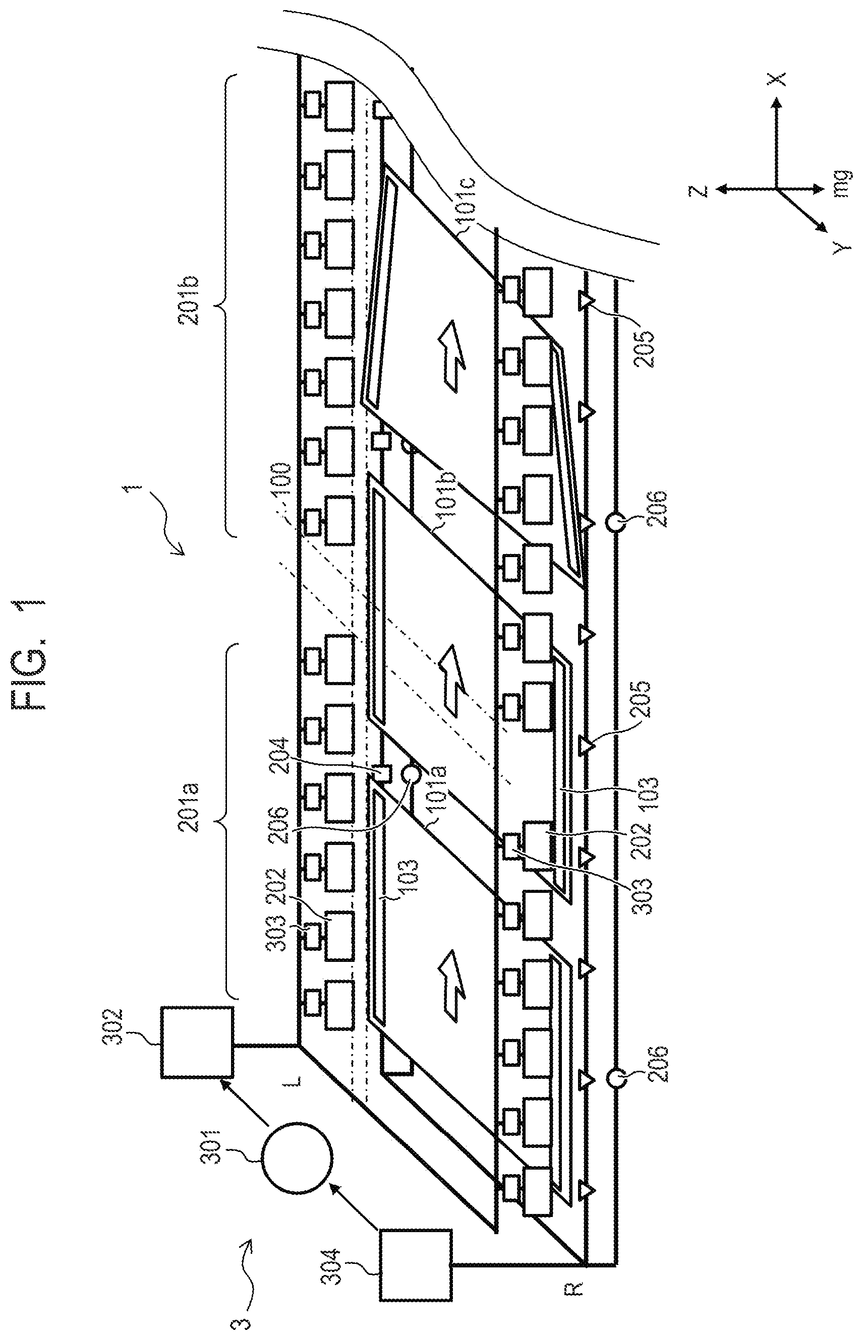Patent US12139352 — Transport system, processing system, method for manufacturing article, and motor — Figure 1