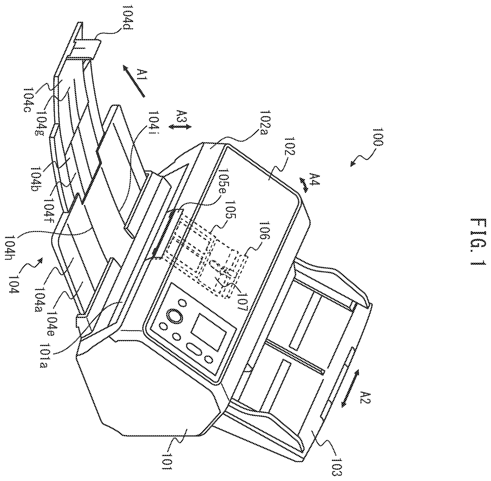 Patent US12139363 Figure 1 – Medium ejecting apparatus including medium regulating member provided so as to swing and pivot