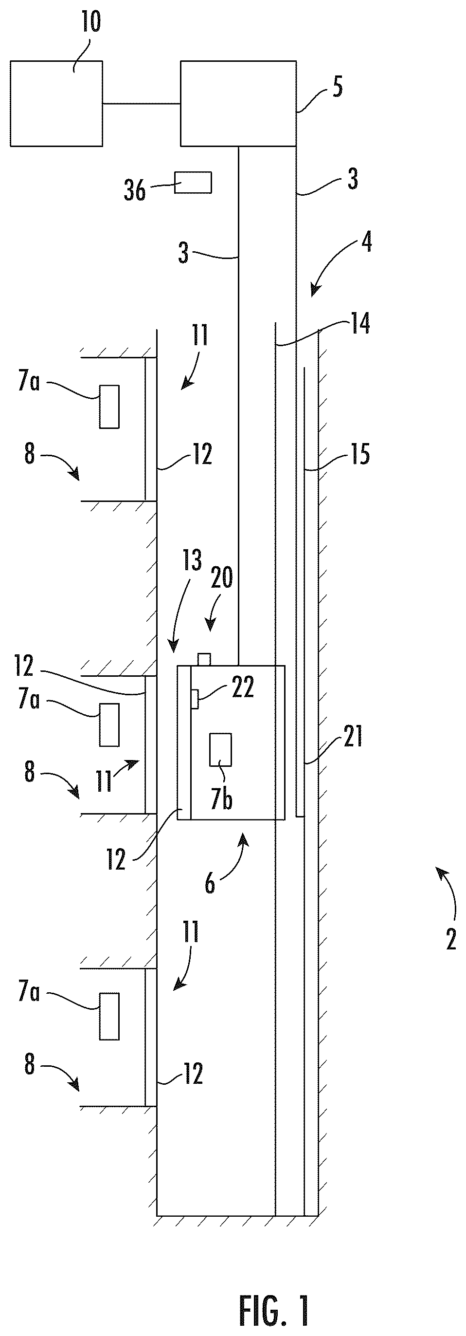 Patent US12139374 — Method and device for monitoring an elevator system — Figure 1