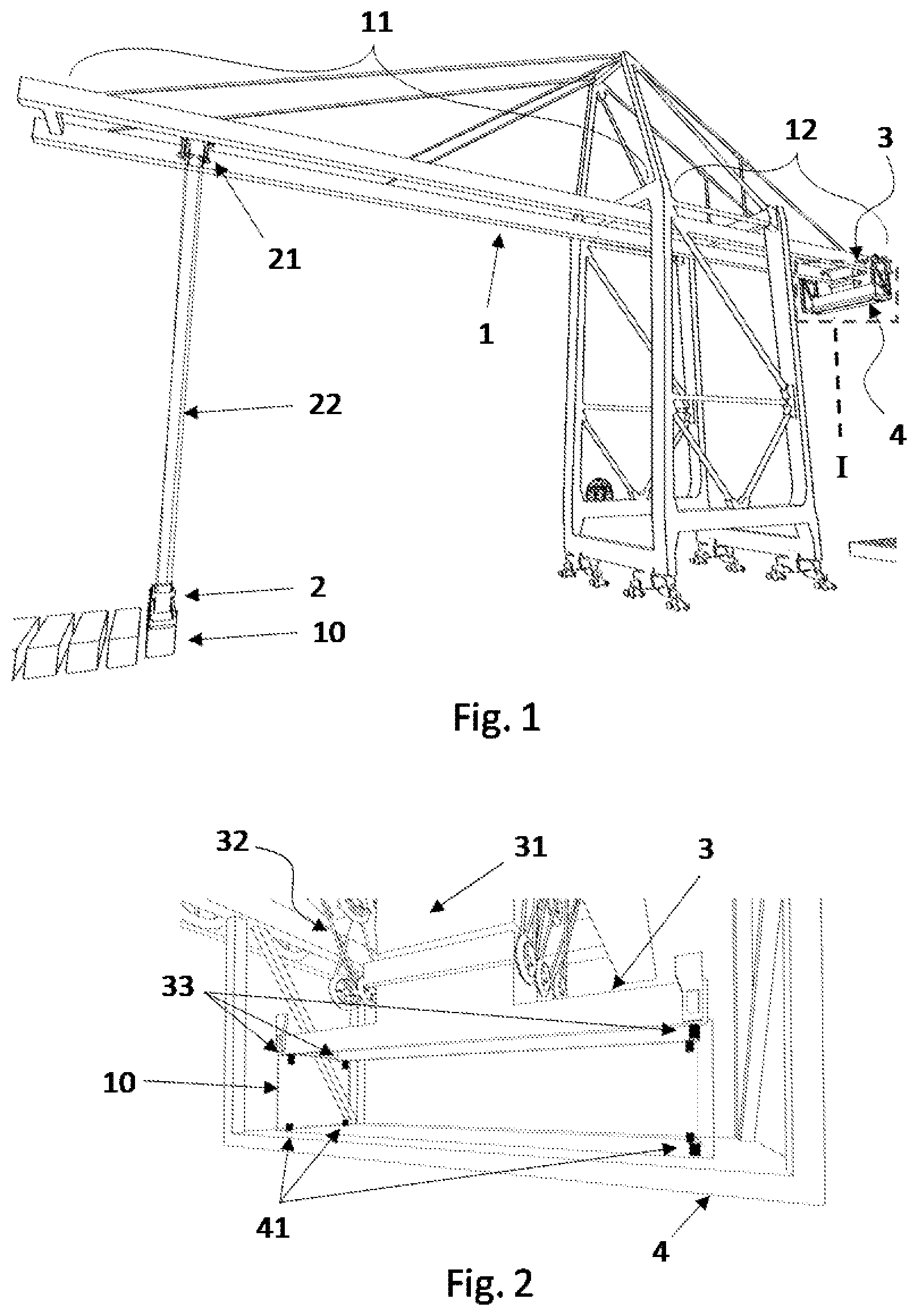 Patent US12139380 — Gantry crane for containers and operating method — Figure 1