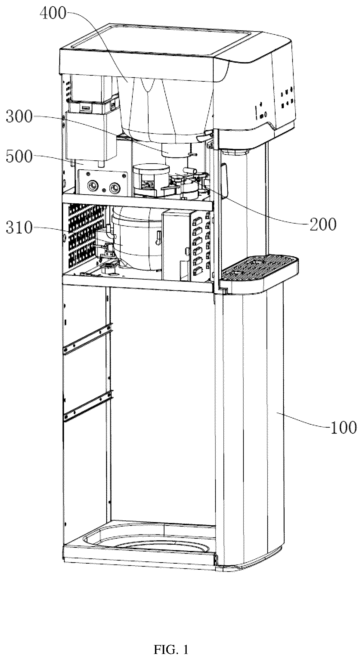 Patent US12139388 Figure 1 – Ice-making mechanism and water dispenser
