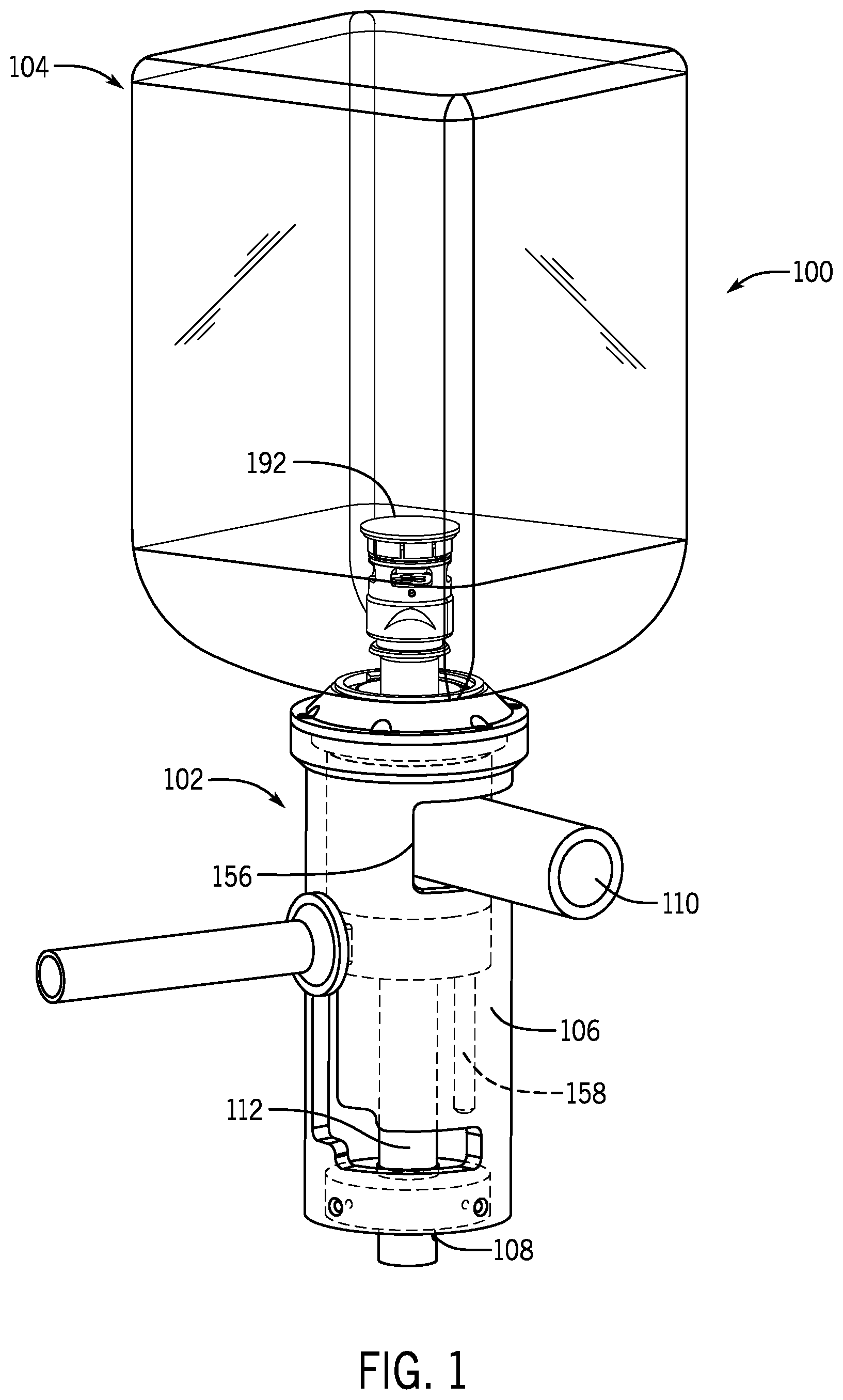 Patent US12139392 Figure 1 – Coupler for use in a closed transfer system