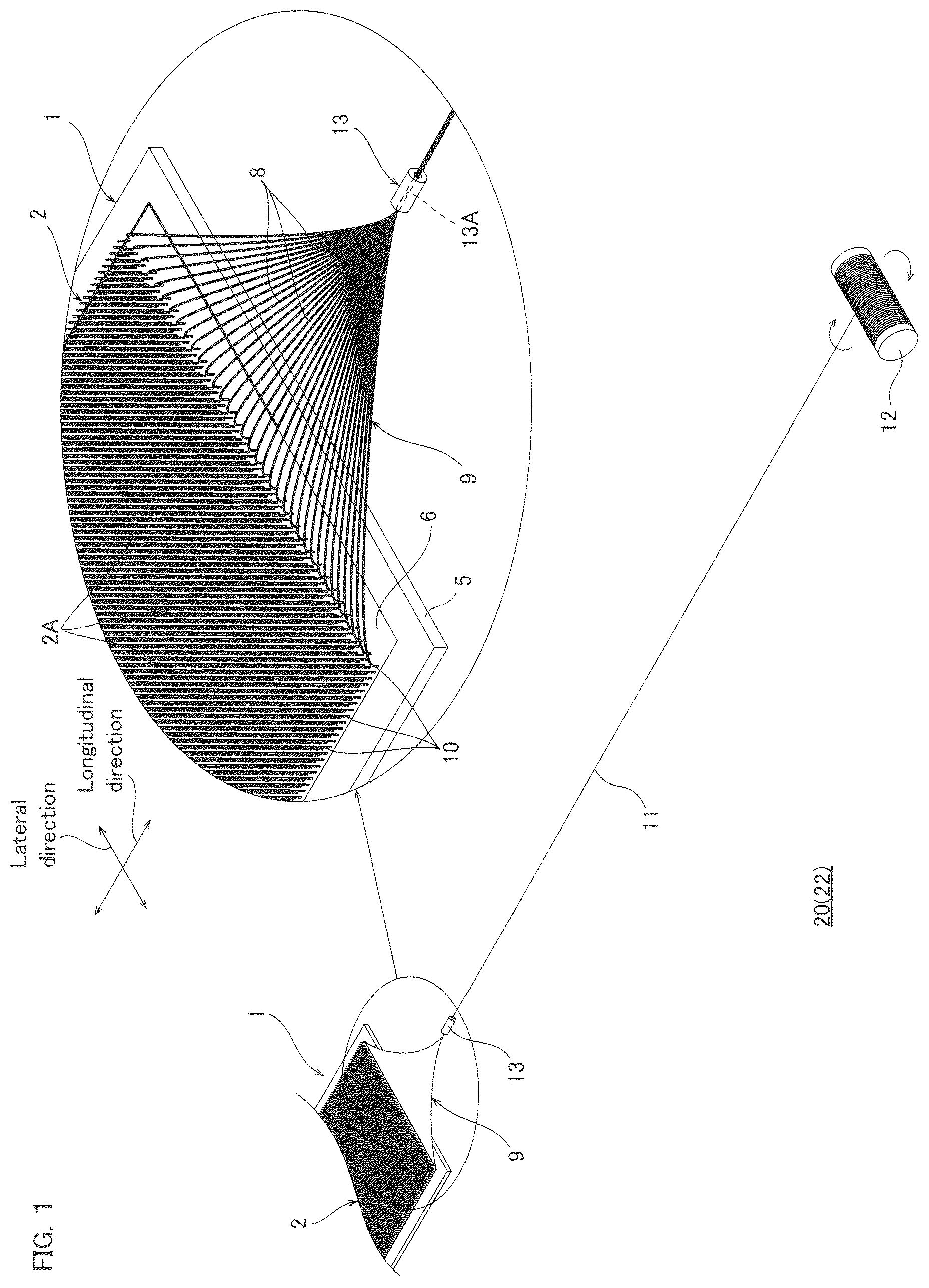 Patent US12139407 — Method for producing carbon nanotube twisted thread, and production apparatus of carbon nanotube twisted thread — Figure 1