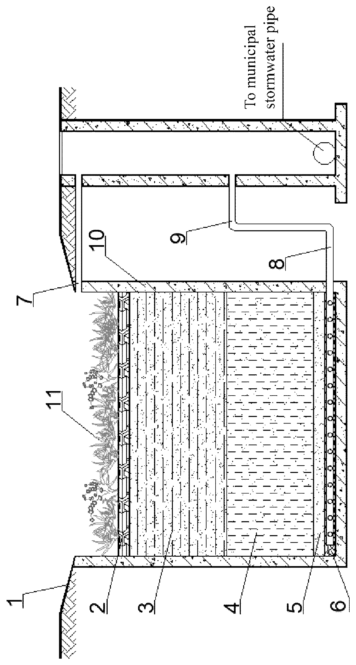Patent US12139422 — Stormwater runoff treatment substrate comprising pyrite substrate layer and biochar substrate layer — Figure 1