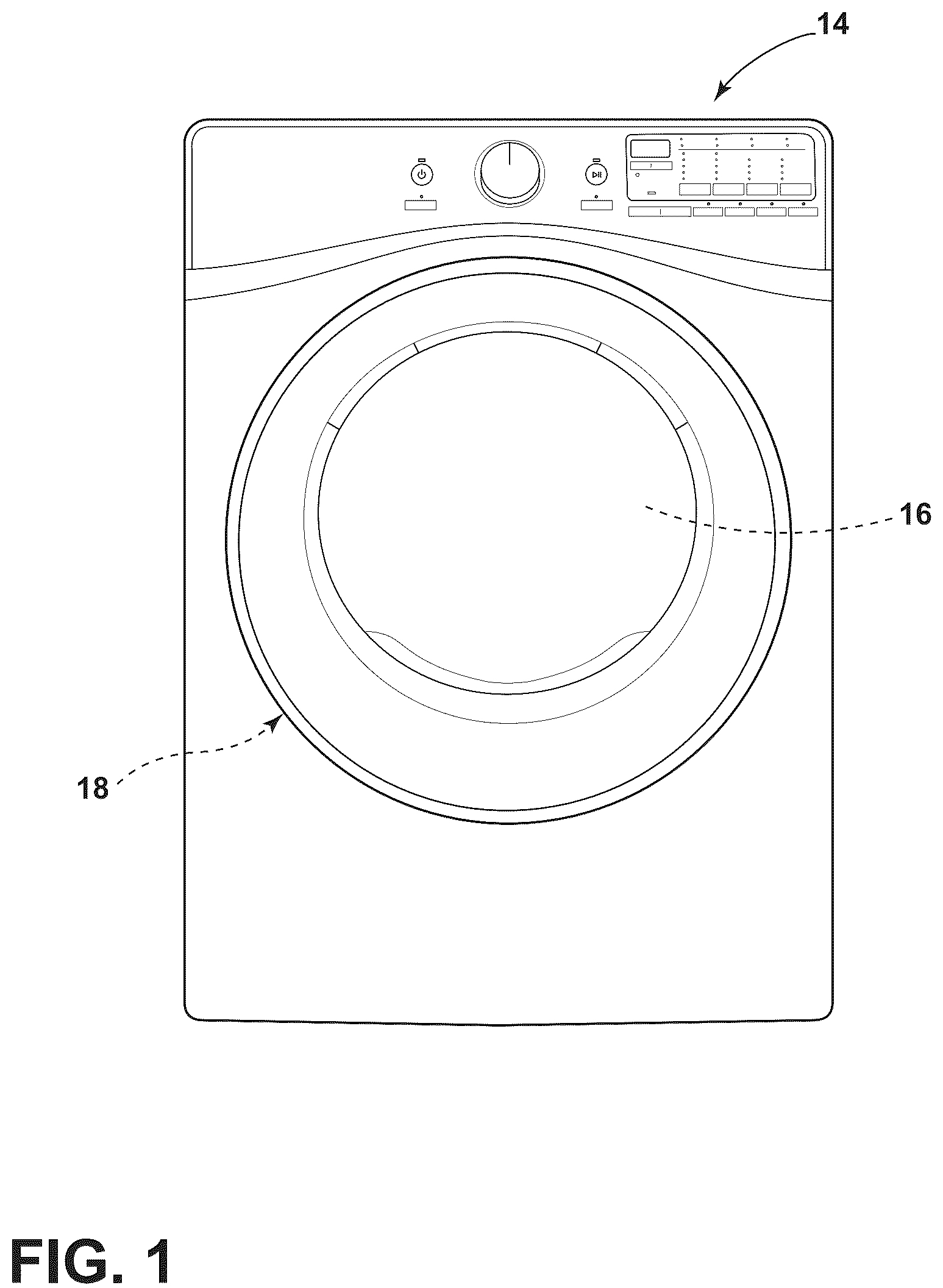 Patent US12139837 — Fluid delivery system for a front-load washing appliance for delivering fluid to lifters of the drum — Figure 1