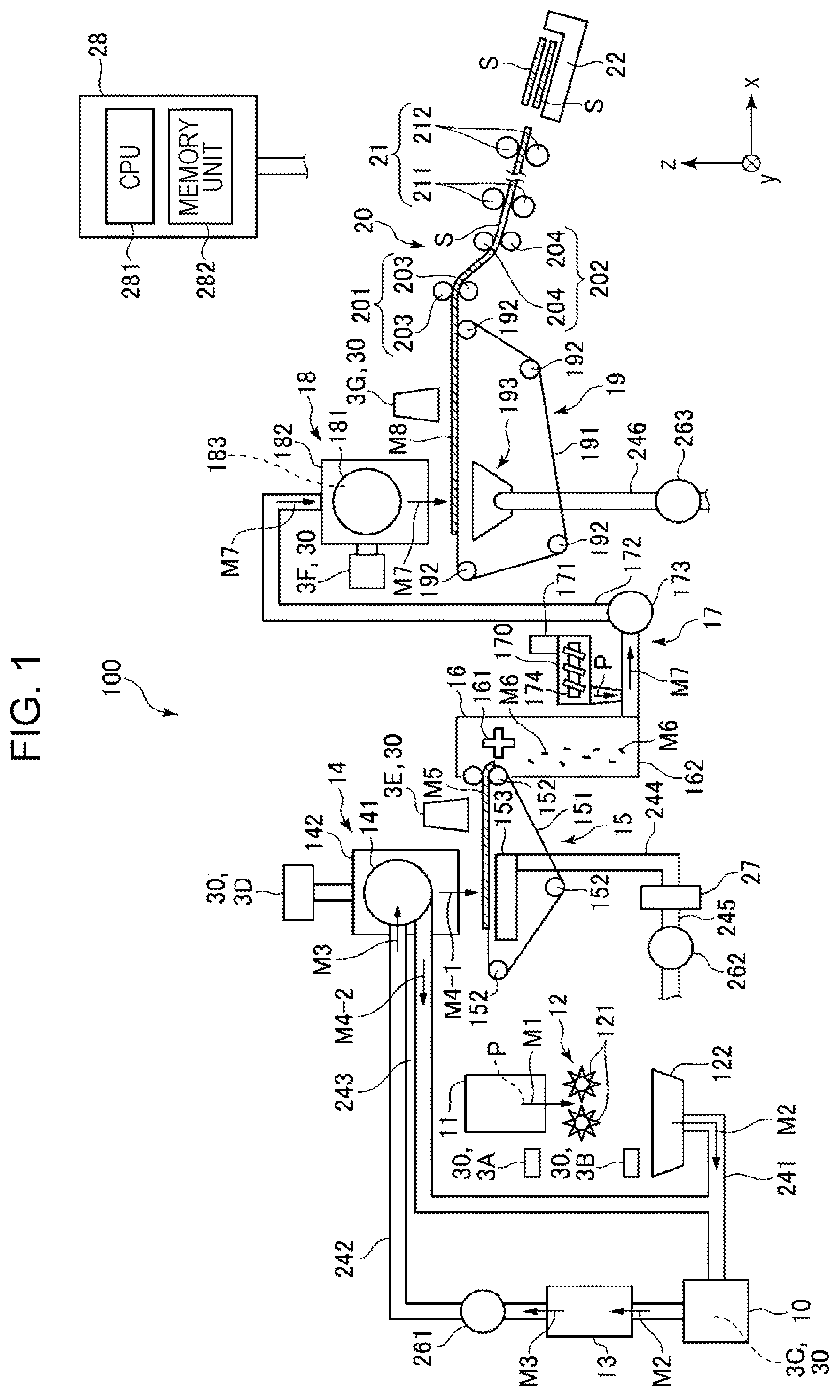 Patent US12139851 — Fiber body manufacturing method and fiber body manufacturing apparatus — Figure 1
