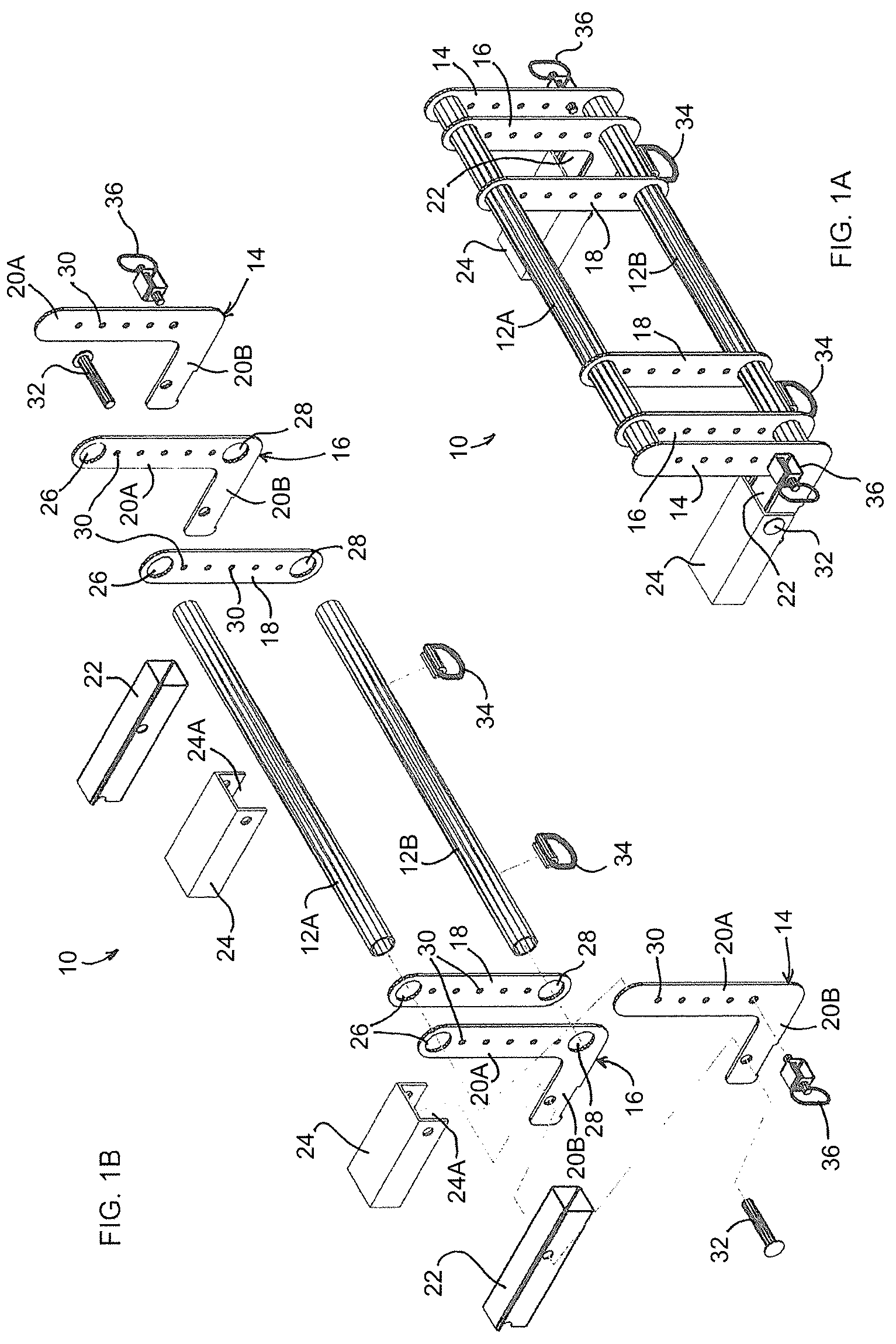 Patent US12139866 Figure 1 – Adapter assemblies and methods for mounting implements and accessories to passenger vehicles therewith