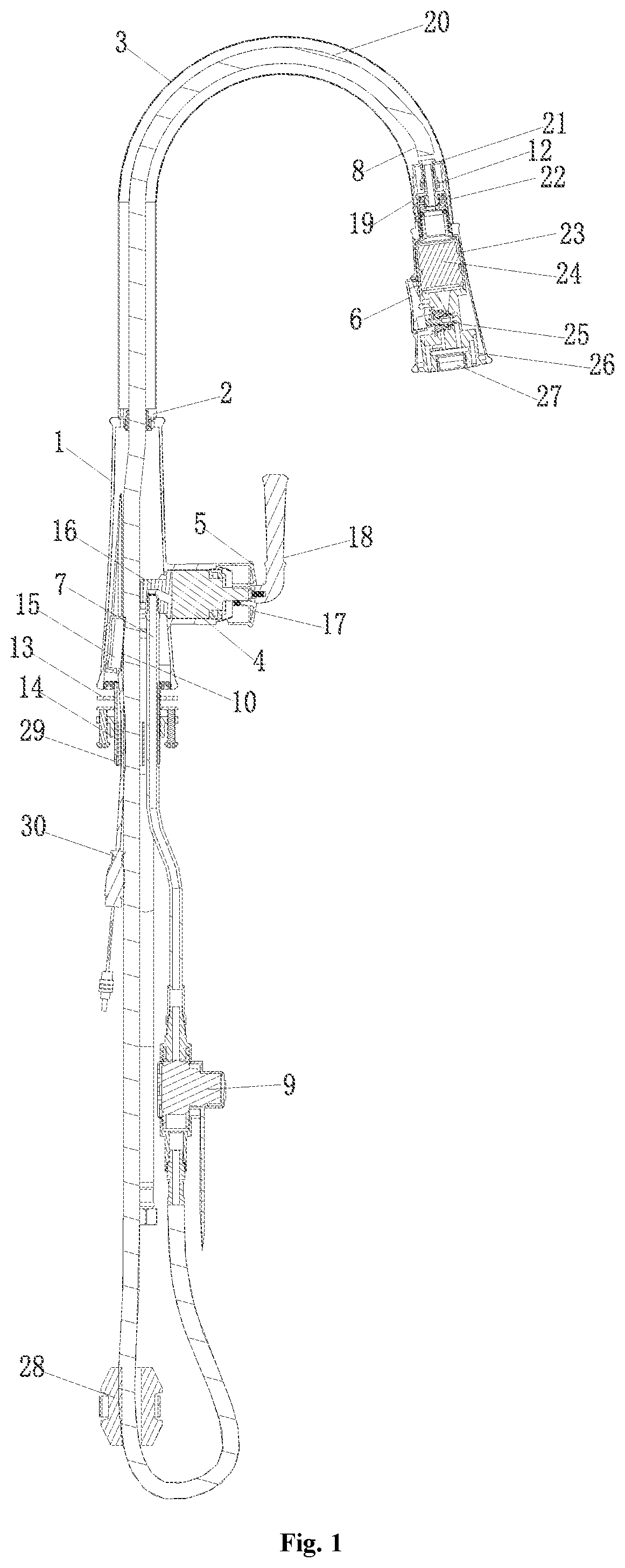 Patent US12139895 — Induction type pulling faucet — Figure 1