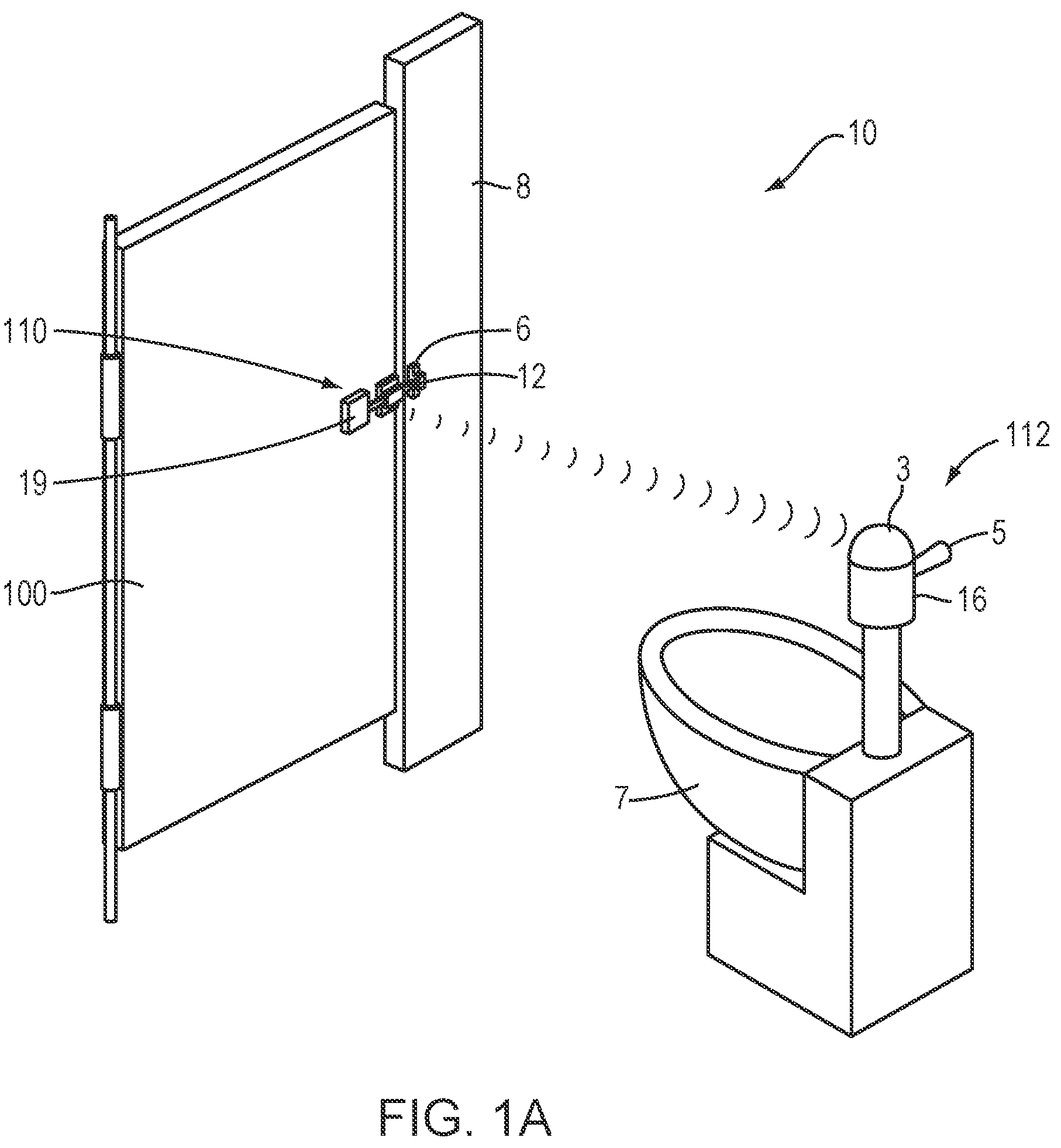 Patent US12139901 Figure 1 – Programmable toilet flush initiating, monitoring and management system and method thereof