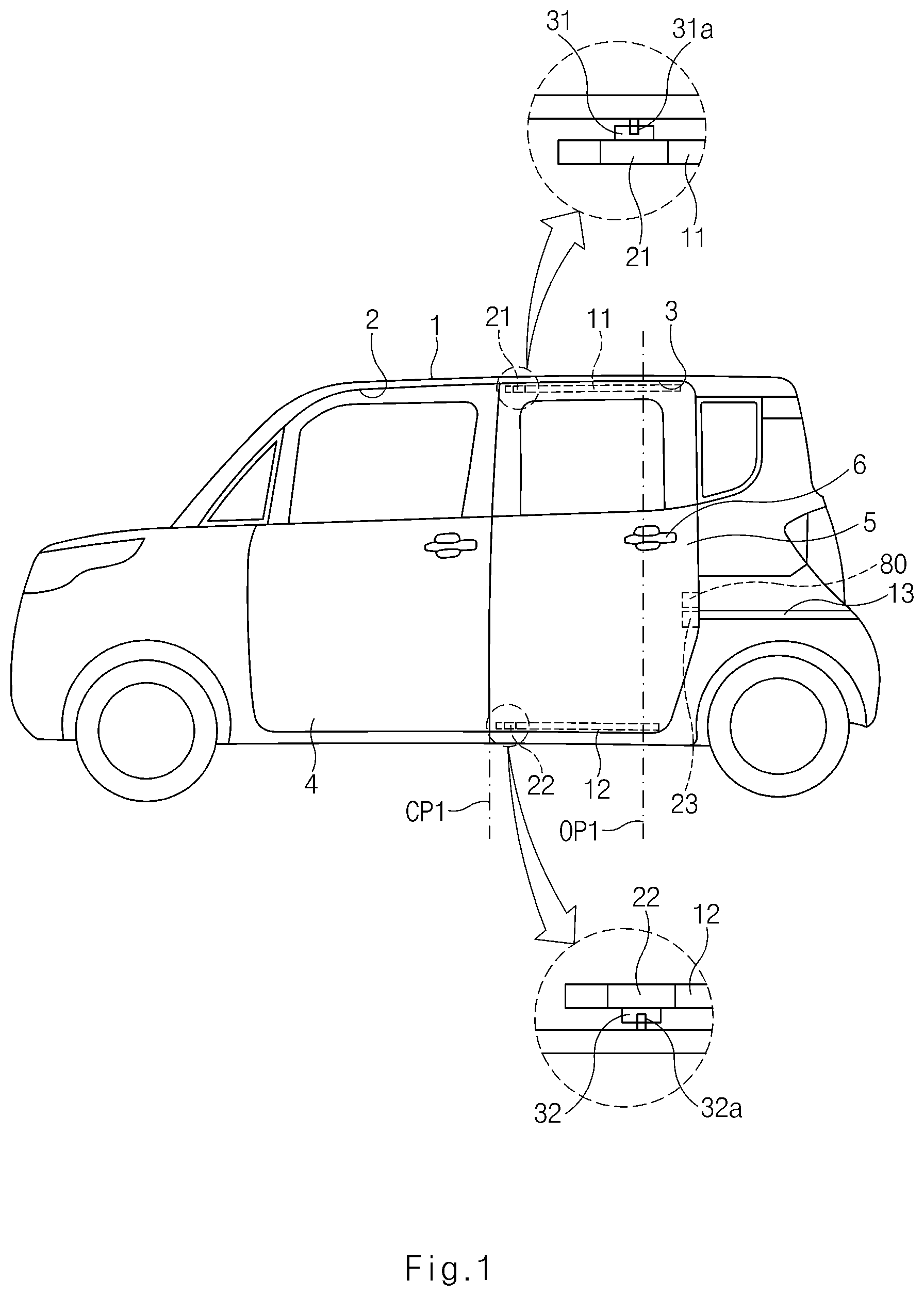 Patent US12139942 — Vehicle door opening and closing apparatus — Figure 1