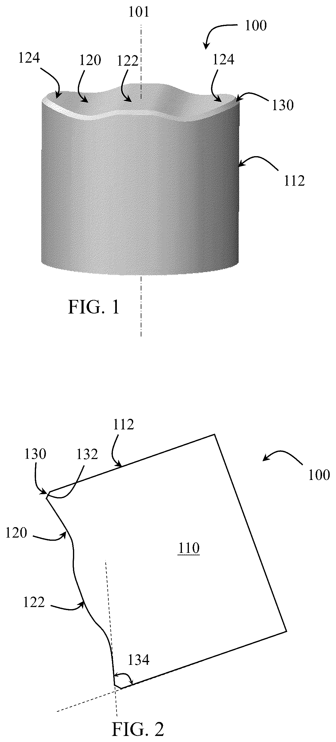 Patent US12139969 Figure 1 – Cutting elements having non-planar surfaces and tools incorporating the same