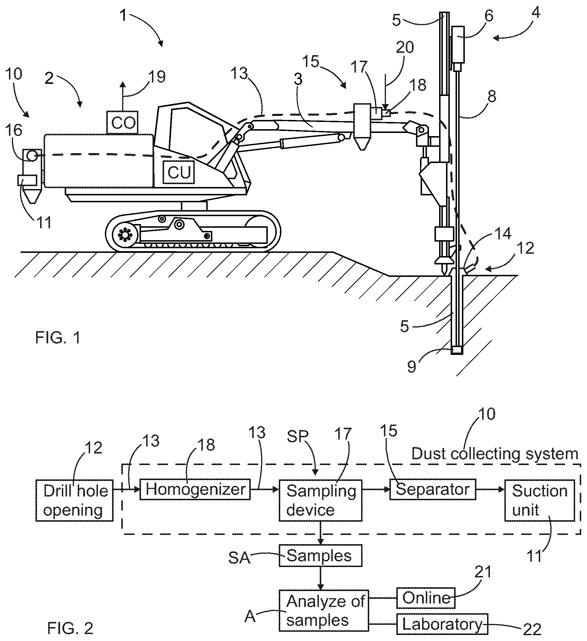 Patent US12139979 — Homogenizer, rock drilling rig and method of sampling — Figure 1