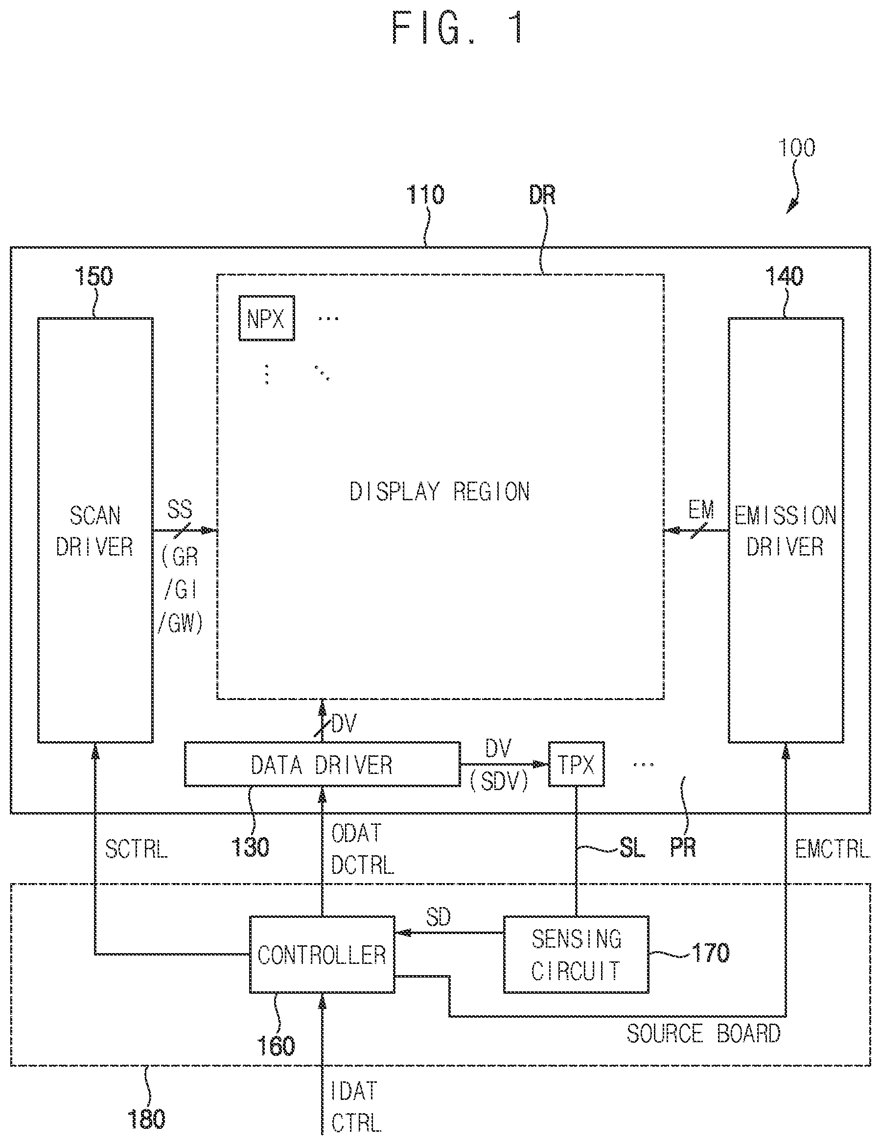 Patent US12142174 — Display device including a test pixel — Figure 1