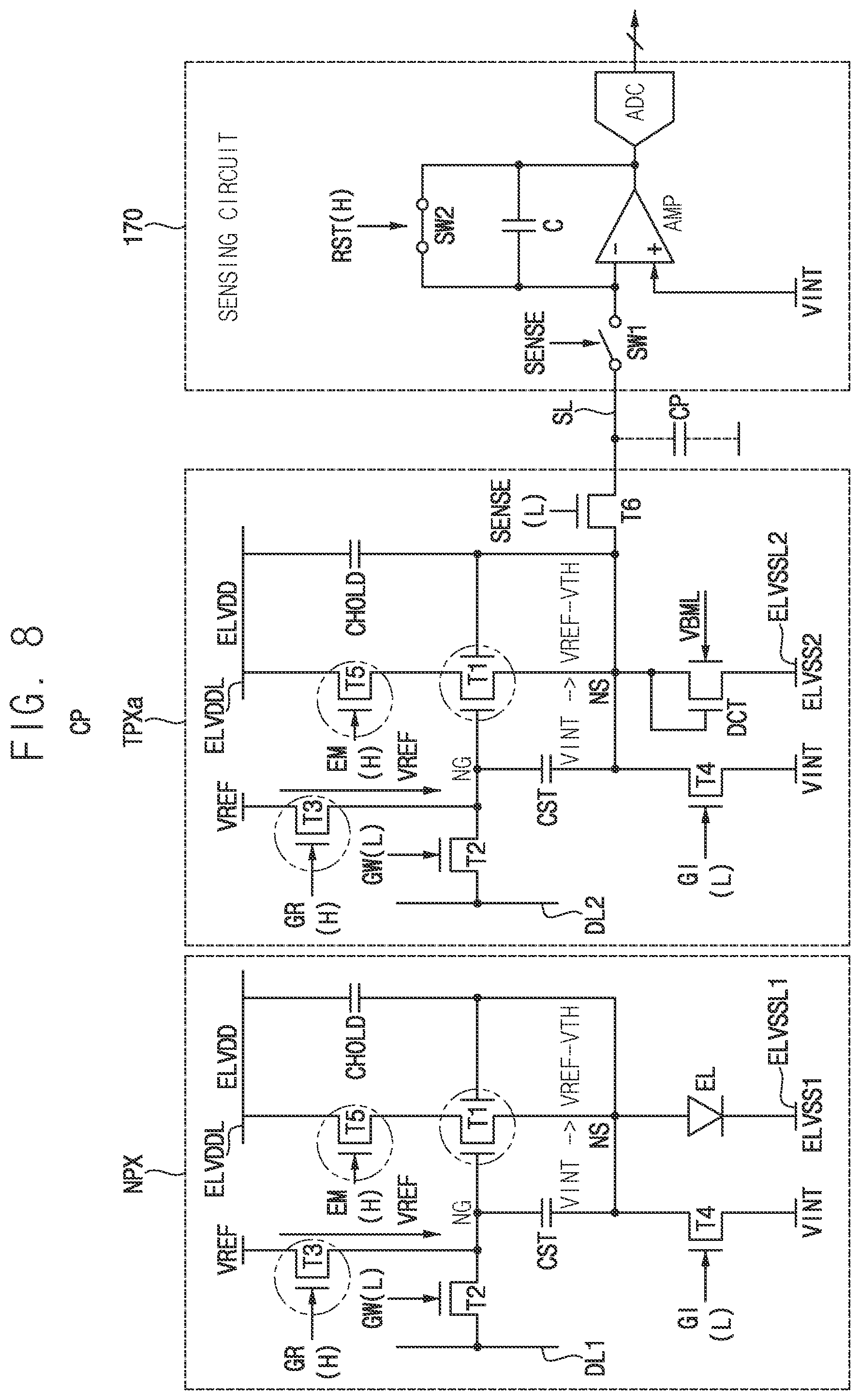 Patent US12142174 Figure 7 – Display device including a test pixel
