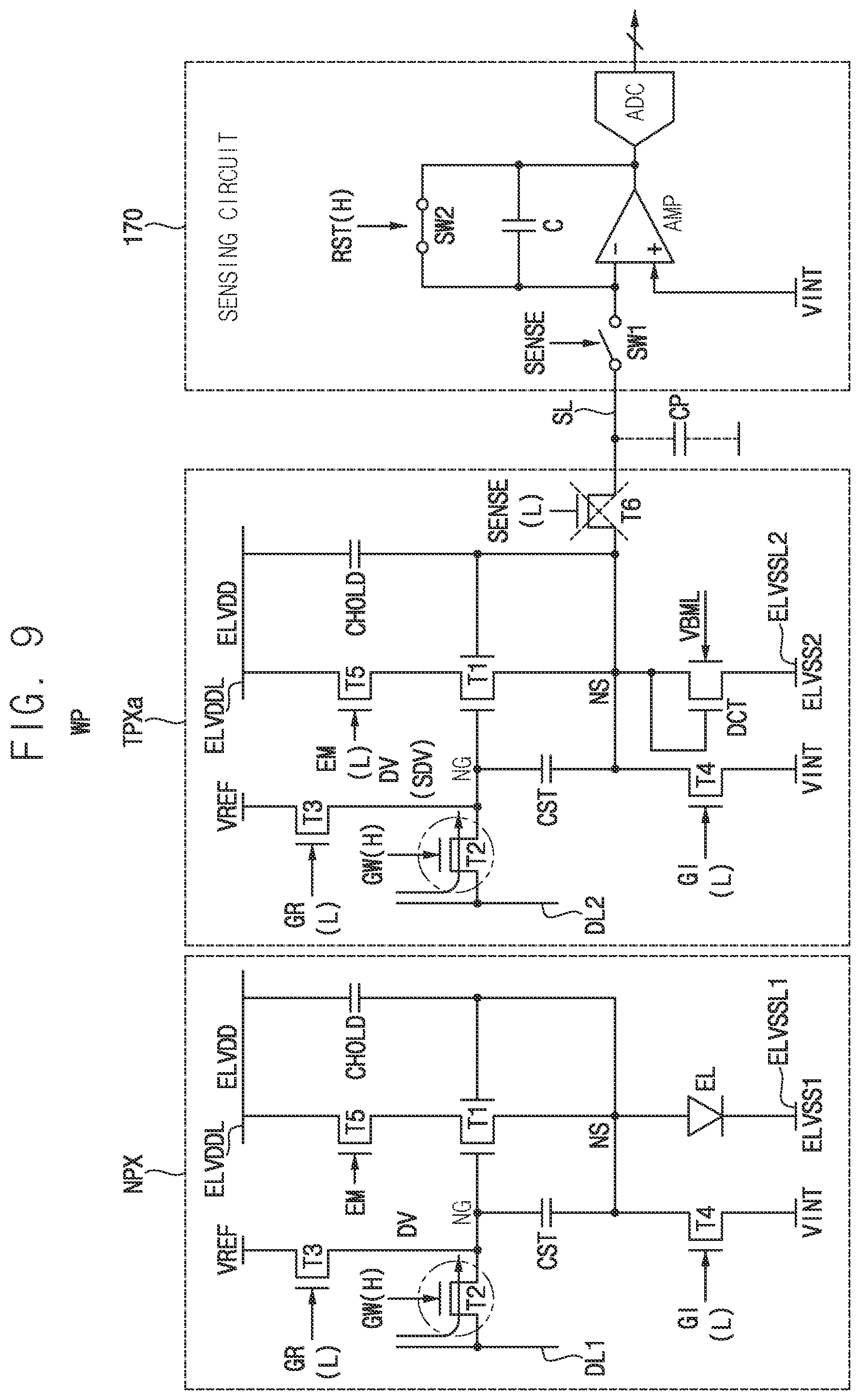 Patent US12142174 Figure 8 – Display device including a test pixel