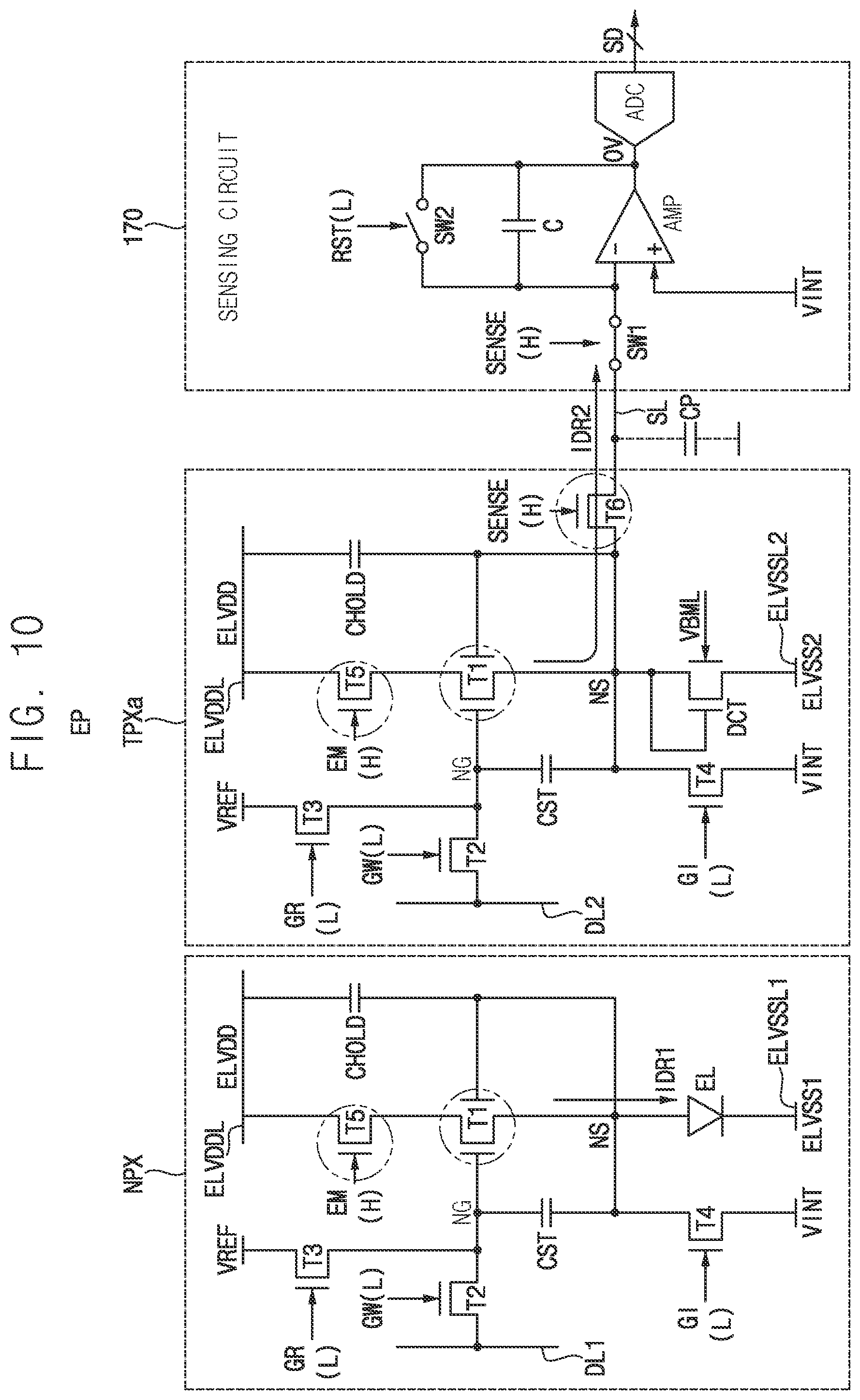 Patent US12142174 Figure 9 – Display device including a test pixel