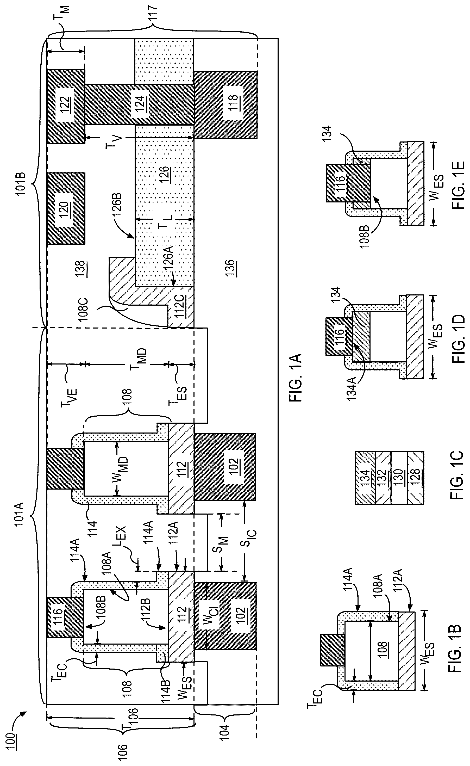 Patent US12142310 — Method of fabricating pedestal based memory devices using pocket integration — Figure 1