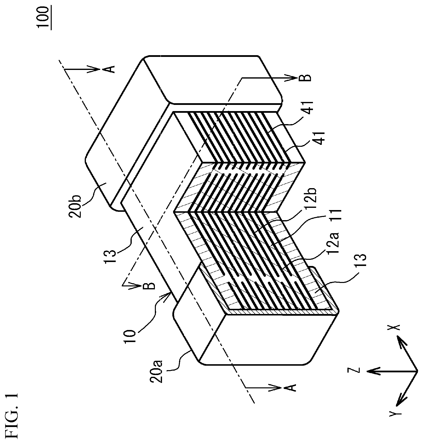 Patent US12142434 — Ceramic electronic device and manufacturing method of the same — Figure 1