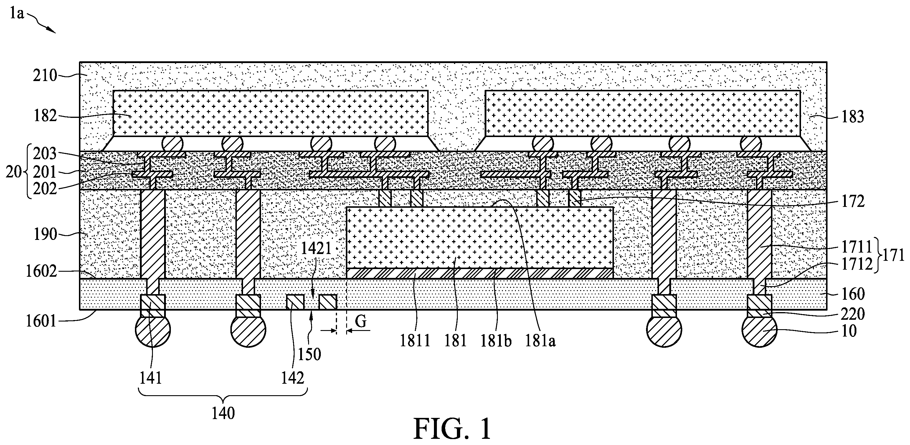 Patent US12142576 Figure 1 – Semiconductor package structure and method for manufacturing the same