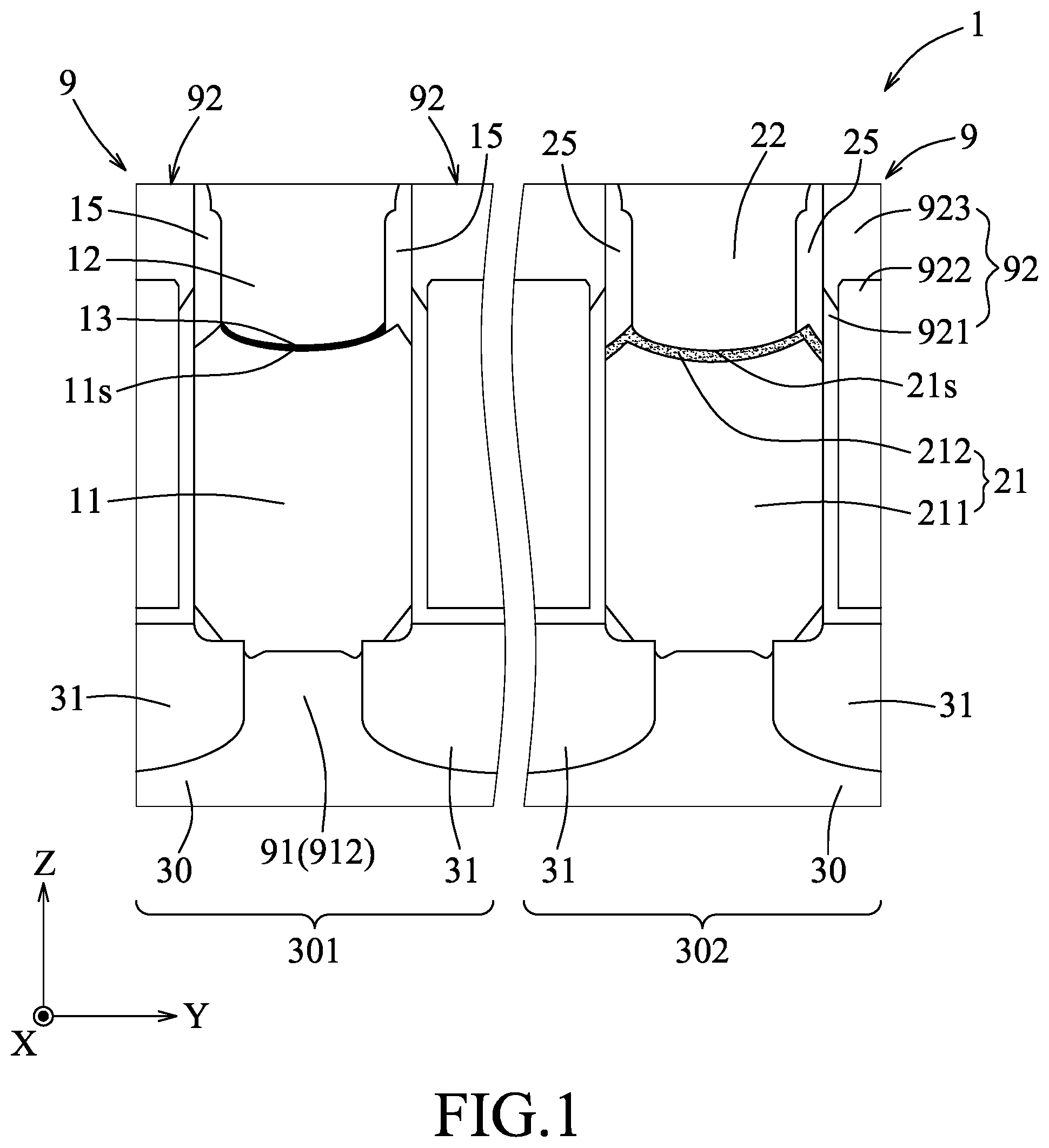 Patent US12142649 — Semiconductor structure with conductive carbon layer and method for manufacturing the same — Figure 1