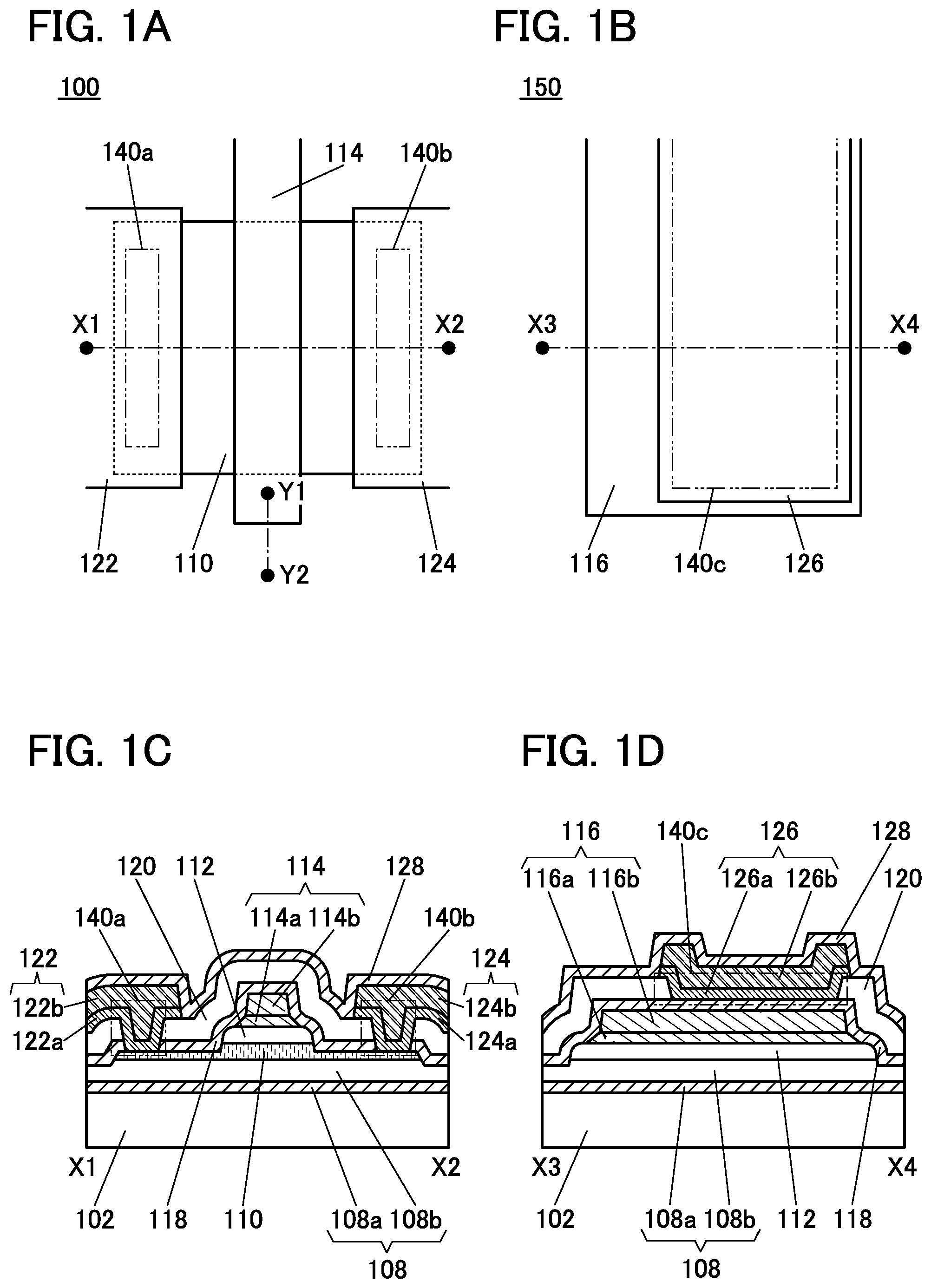 Patent US12142694 — Semiconductor device, display device including the semiconductor device, display module including the display device, and electronic device including the semiconductor device, the display device, and the display module — Figure 1