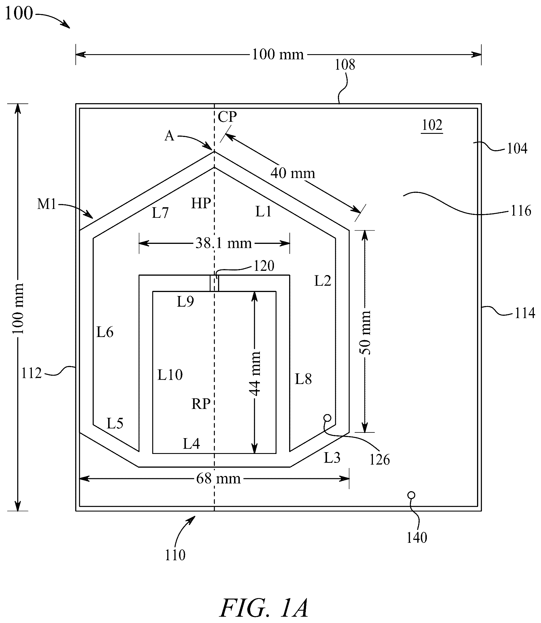 Patent US12142830 — Wide range frequency tunable cubesat antenna — Figure 1