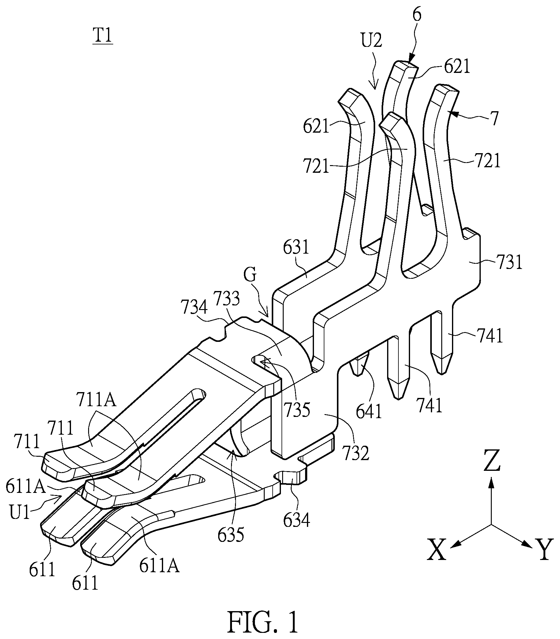 Patent US12142862 — Connector with a shunt structure and connector assembly with the same — Figure 1