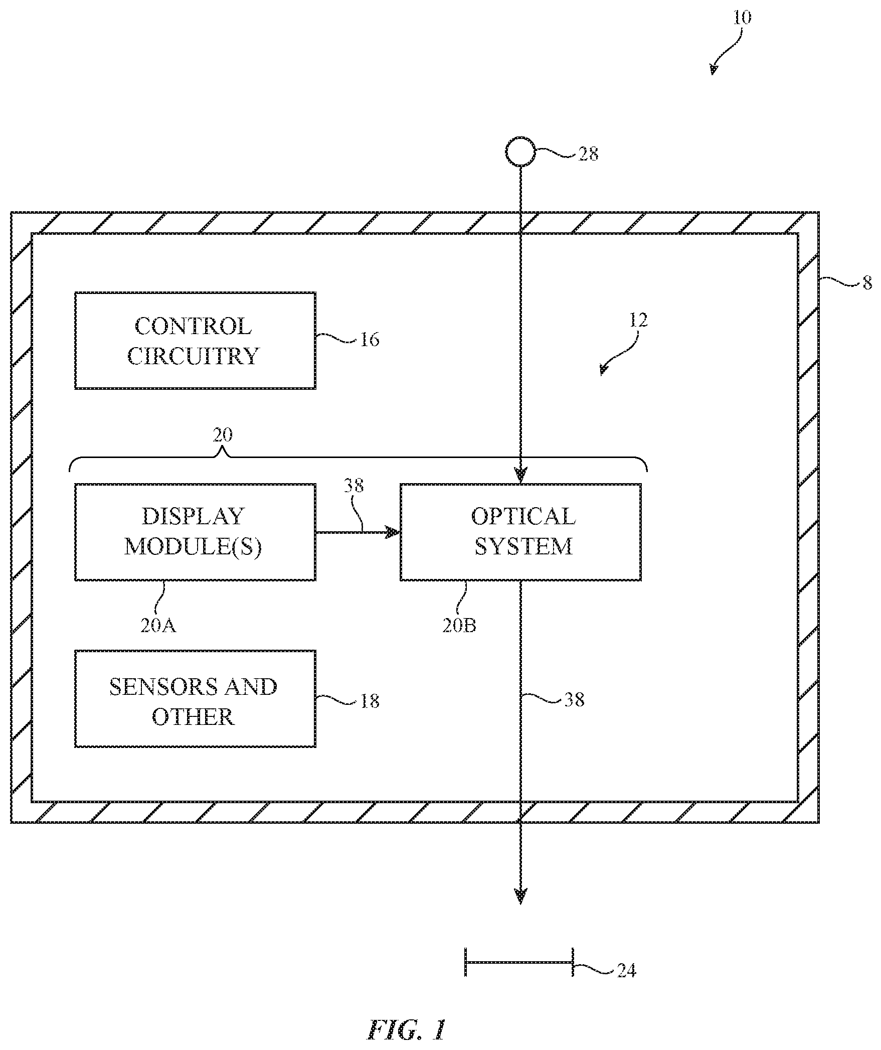 Patent US12147038 — Optical systems with interleaved light redirectors — Figure 1