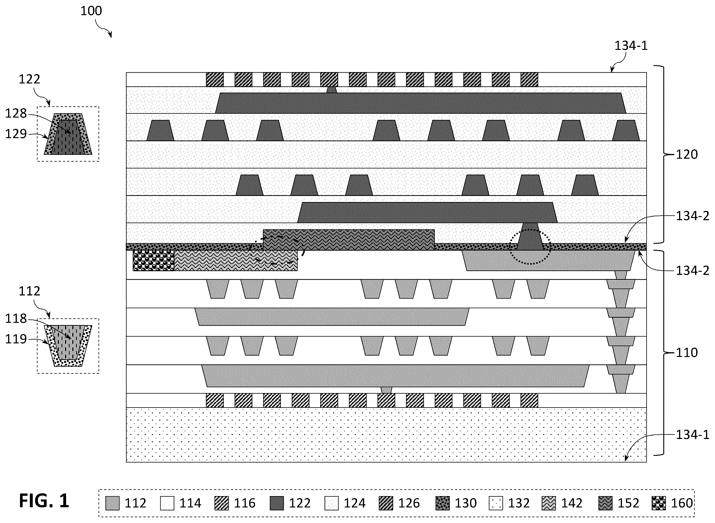 Patent US12147083 — Hybrid manufacturing for integrating photonic and electronic components — Figure 1