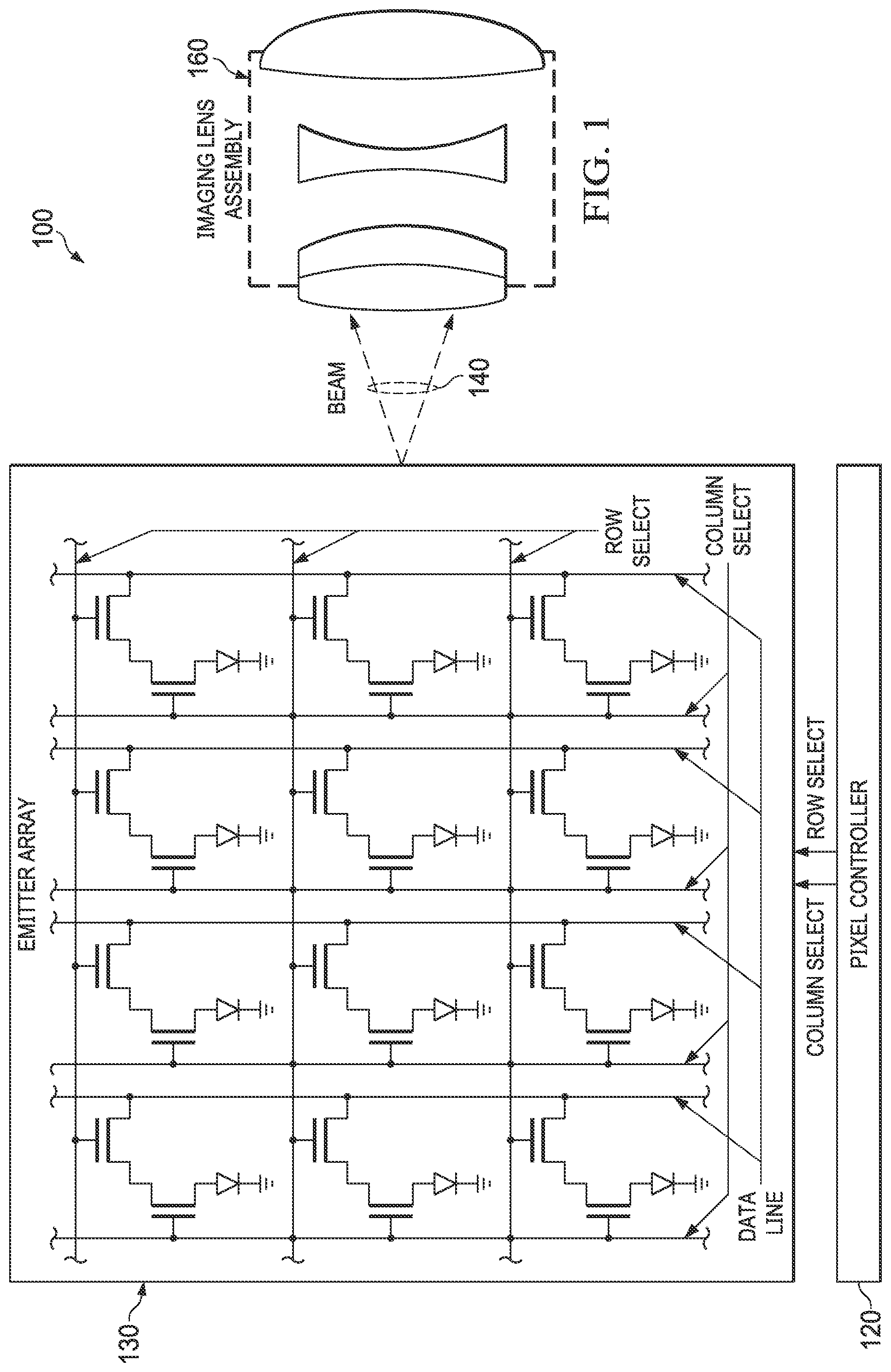 Patent US12147086 — Imaging-based transmitter for free-space optical communications — Figure 1