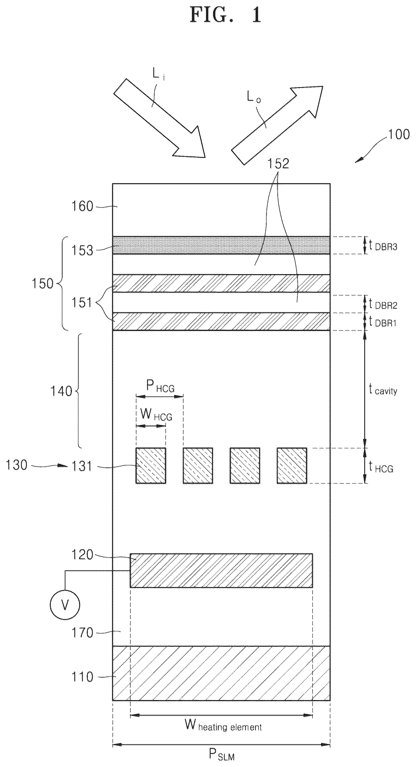 Patent US12147096 — Light modulator, optical device including light modulator, and electronic apparatus including optical device — Figure 1