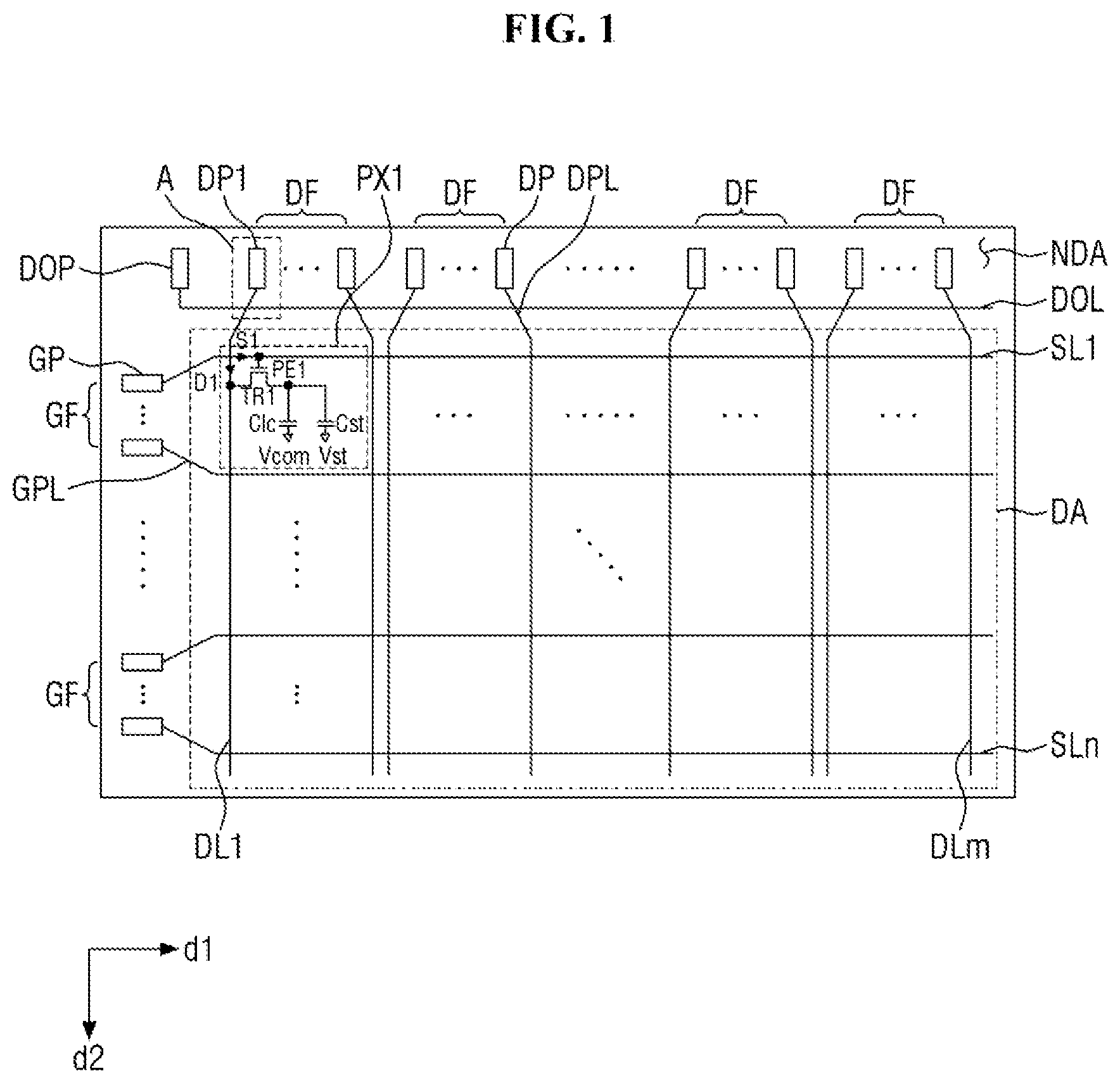 Patent US12147132 Figure 1 – Display device