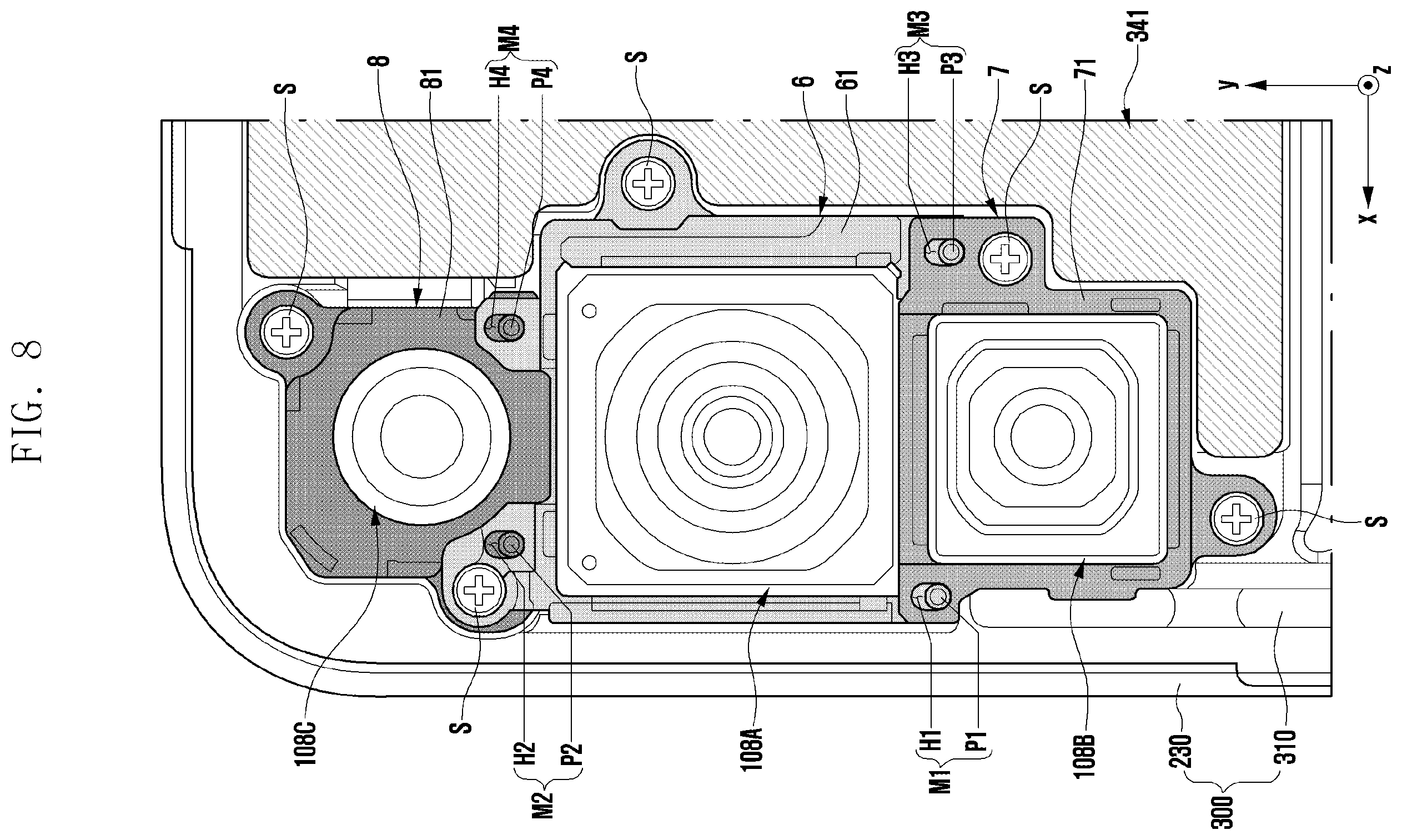 Patent US12147151 Figure 8 – Camera bracket and electronic device including same