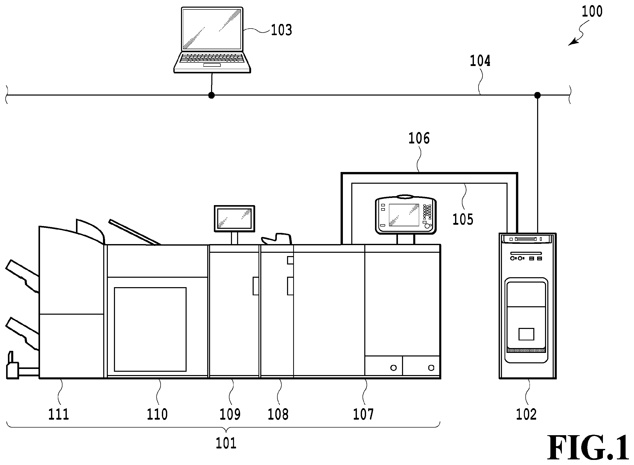 Patent US12147183 — Printing system, with inspection unit, defective print discharge unit, and normal print discharge unit, control method thereof, and storage medium — Figure 1