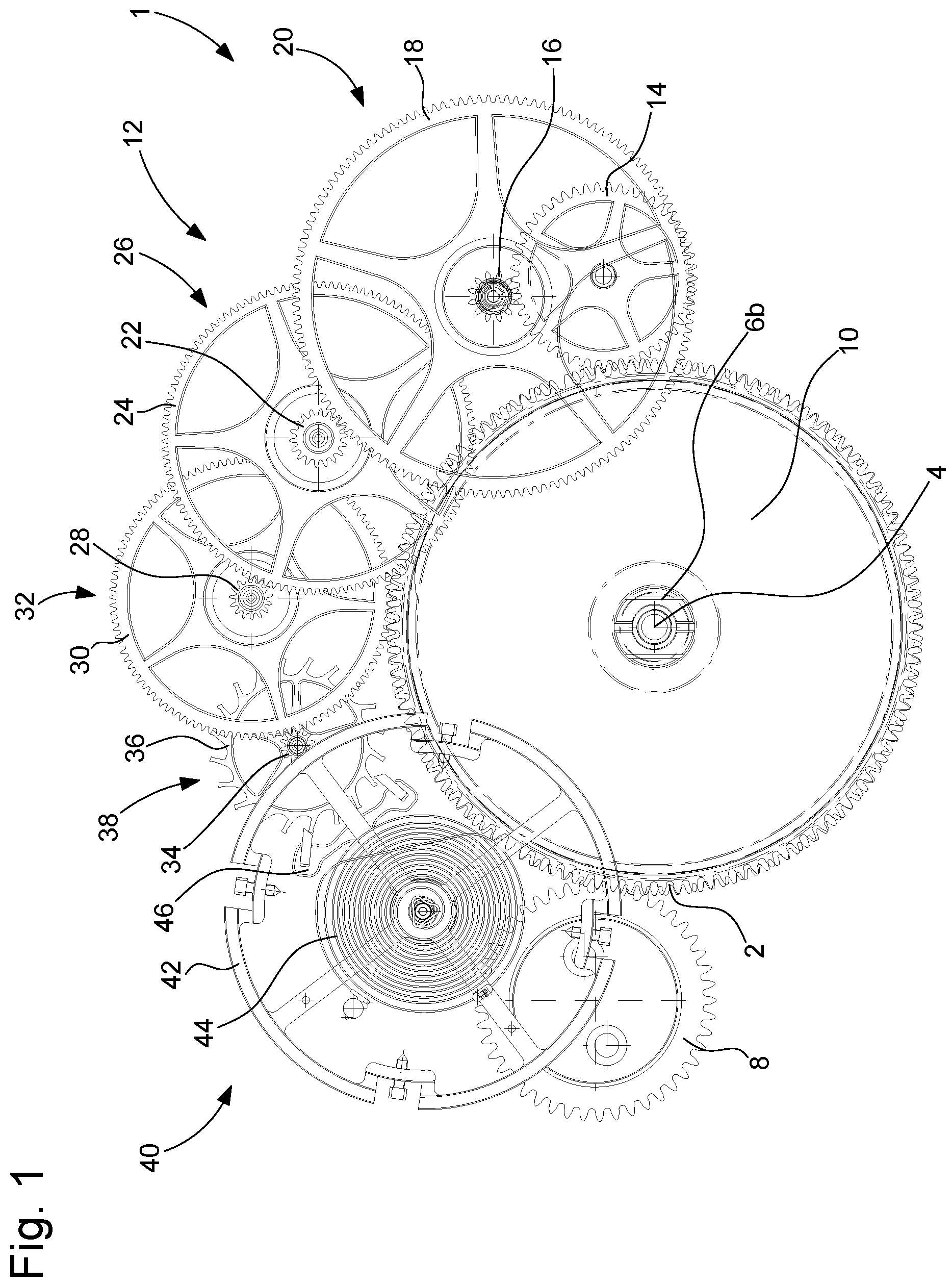 Patent US12147194 — Horological mechanism for displaying at least the single time indication and timepiece comprising such a mechanism — Figure 1