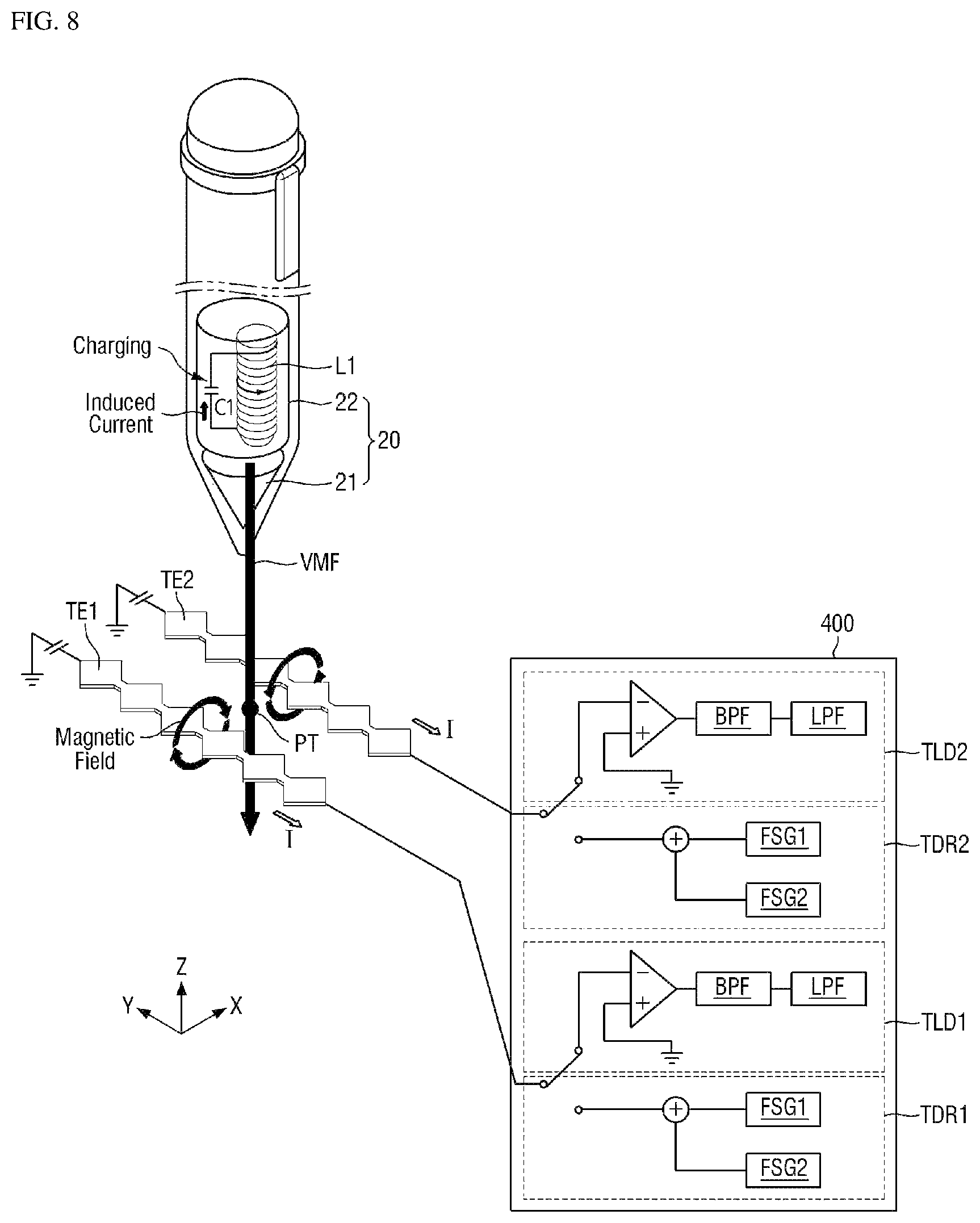 Patent US12147628 Figure 8 – Display device and touch sensing system including the same