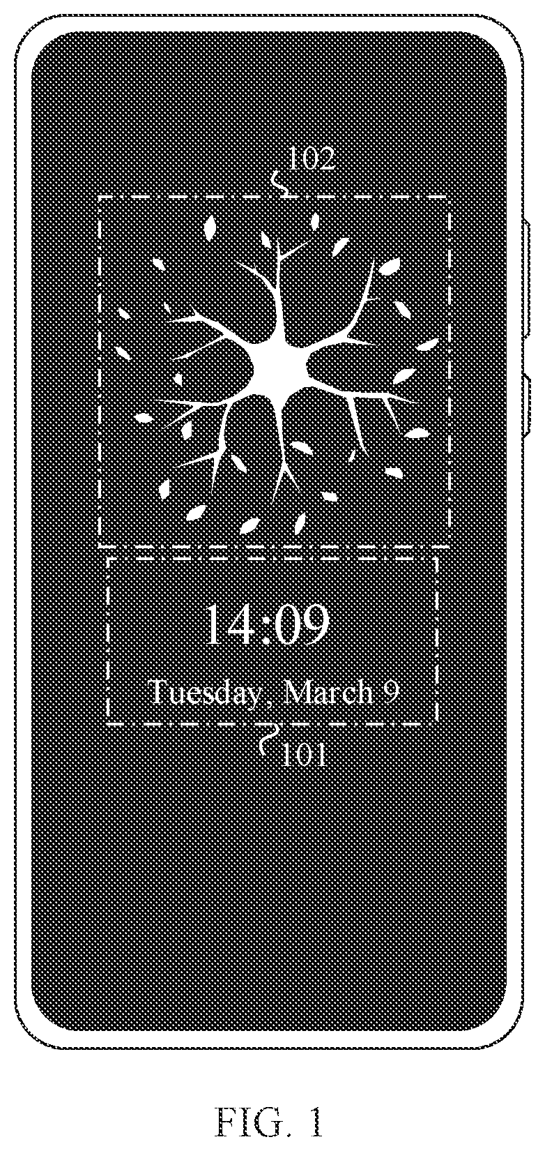 Patent US12147642 — Always on display method and electronic device — Figure 1