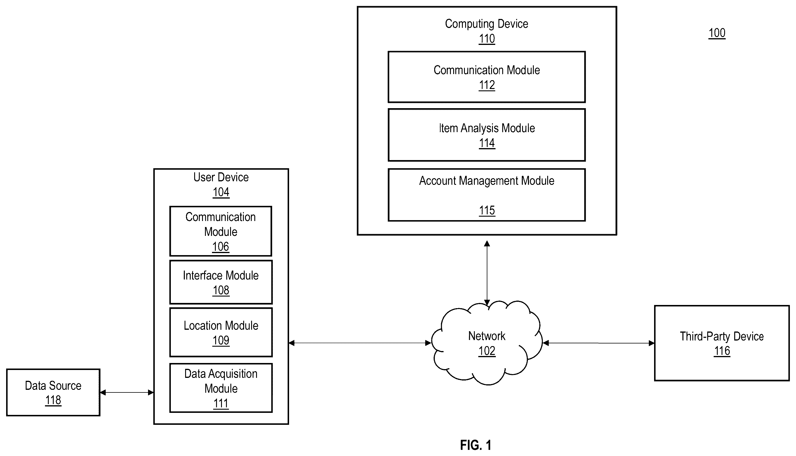 Patent US12147649 — User interface for depicting informational elements for selectable items — Figure 1