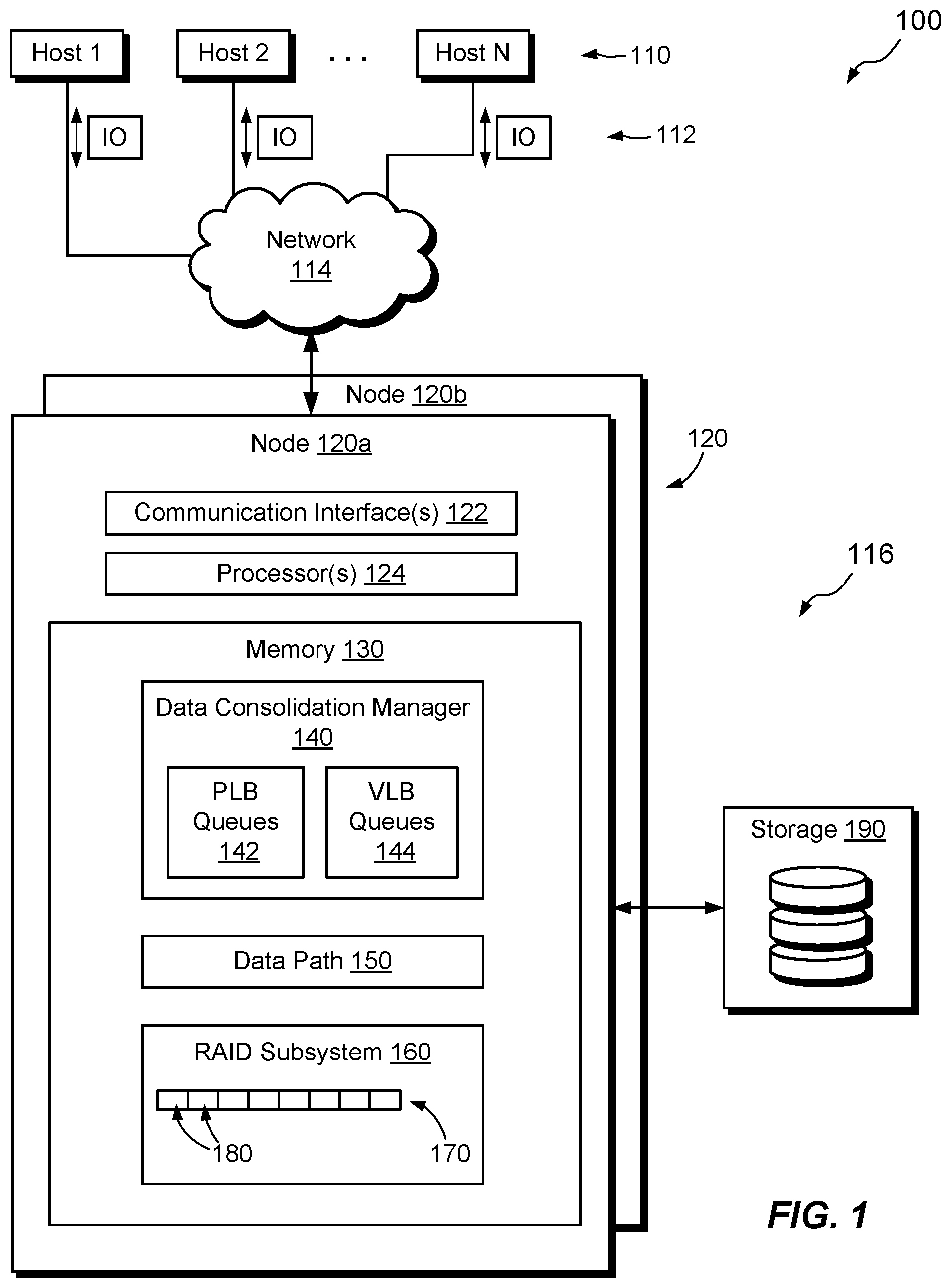 Patent US12147692 — Managing data storage consolidation — Figure 1