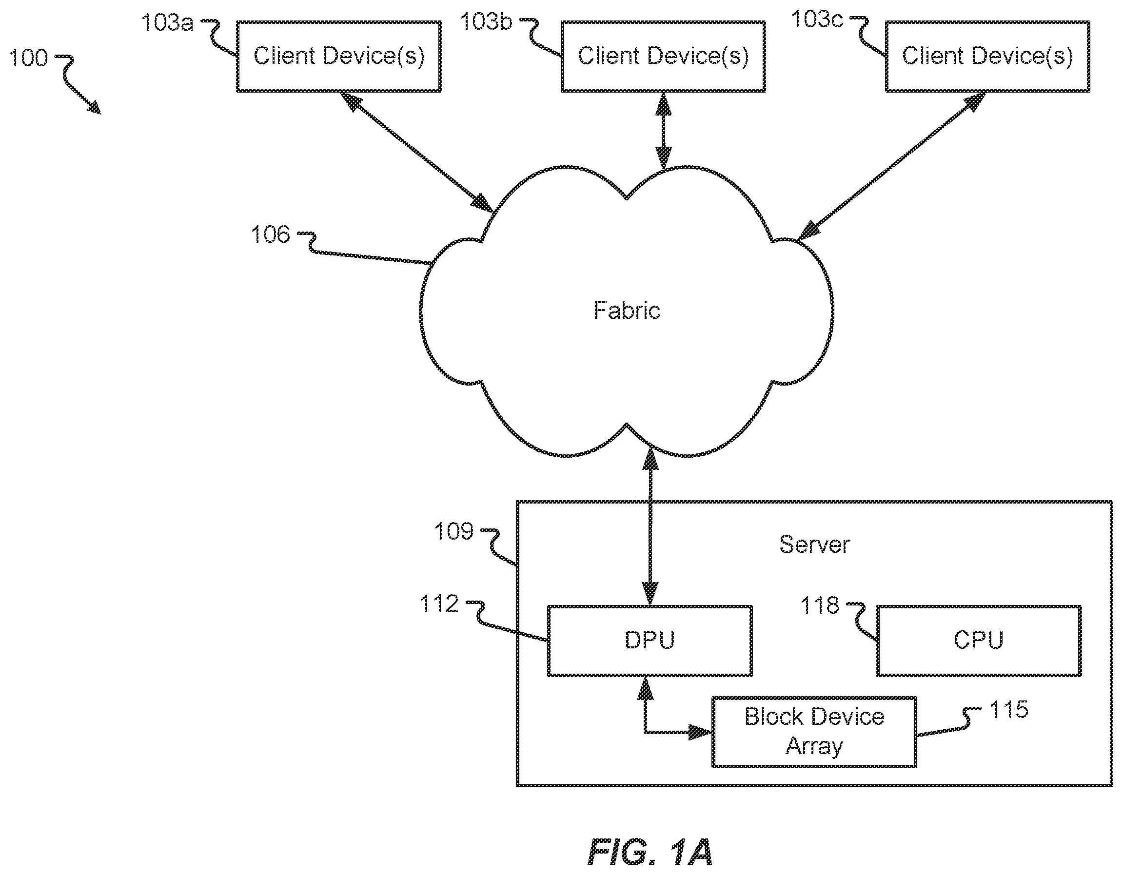 Patent US12147716 — Methods and systems for inter-stack communication for logical volume management — Figure 1