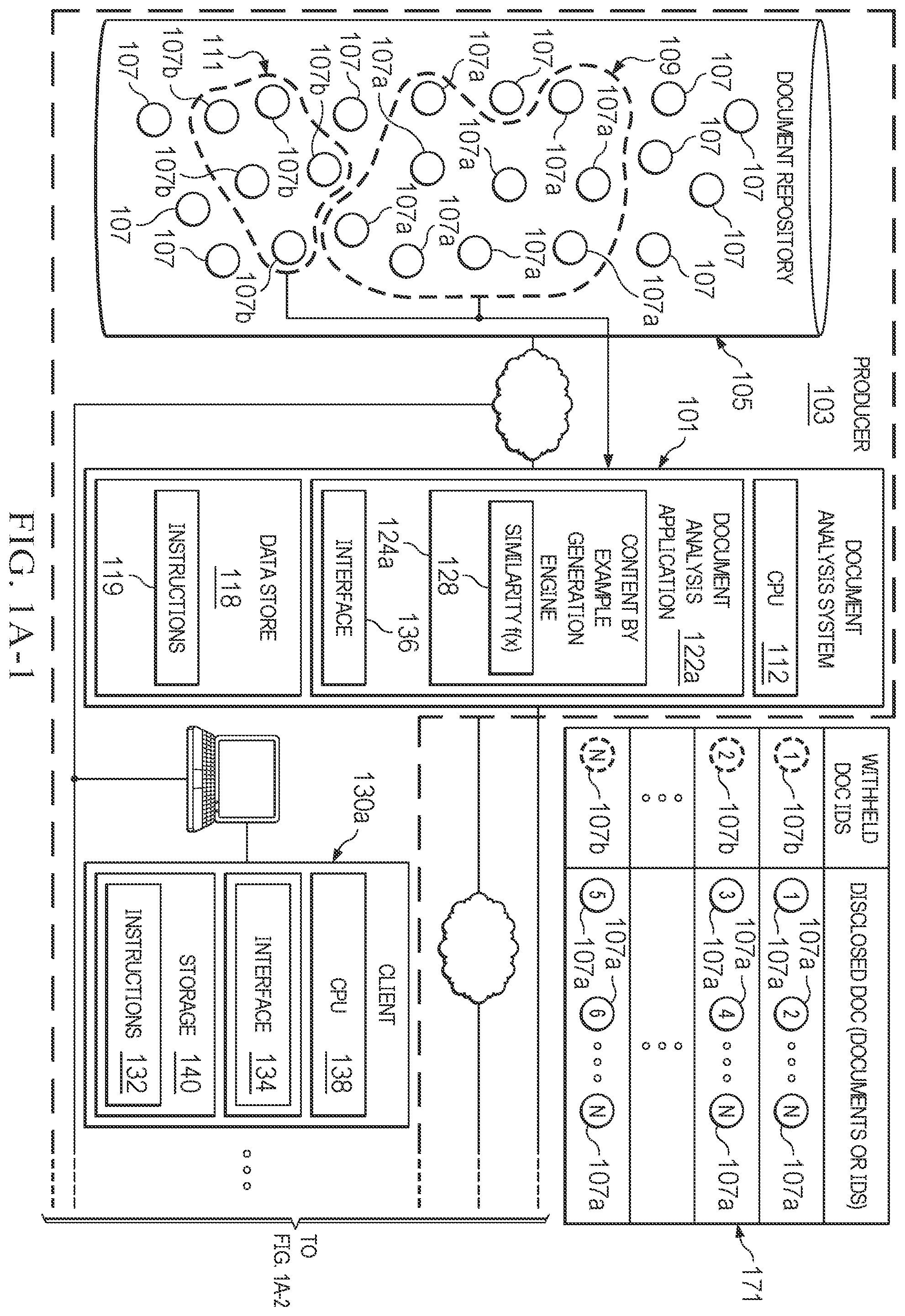 Patent US12147759 — Systems and methods for document analysis to produce, consume and analyze content-by-example logs for documents — Figure 1