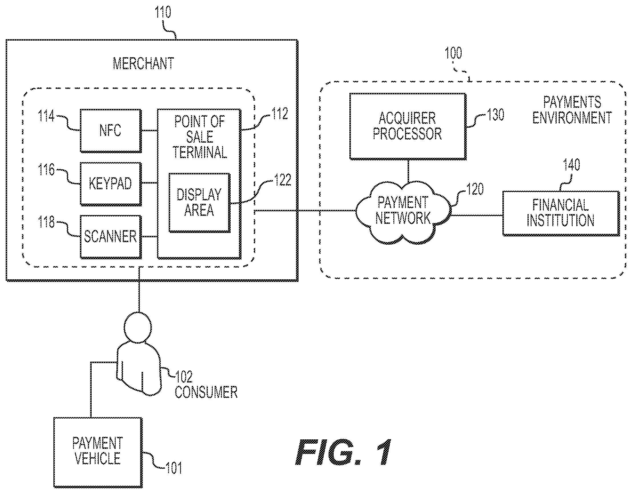 Patent US12147951 — Systems and methods for second tap e-receipt option for NFC-enabled payment vehicles — Figure 1