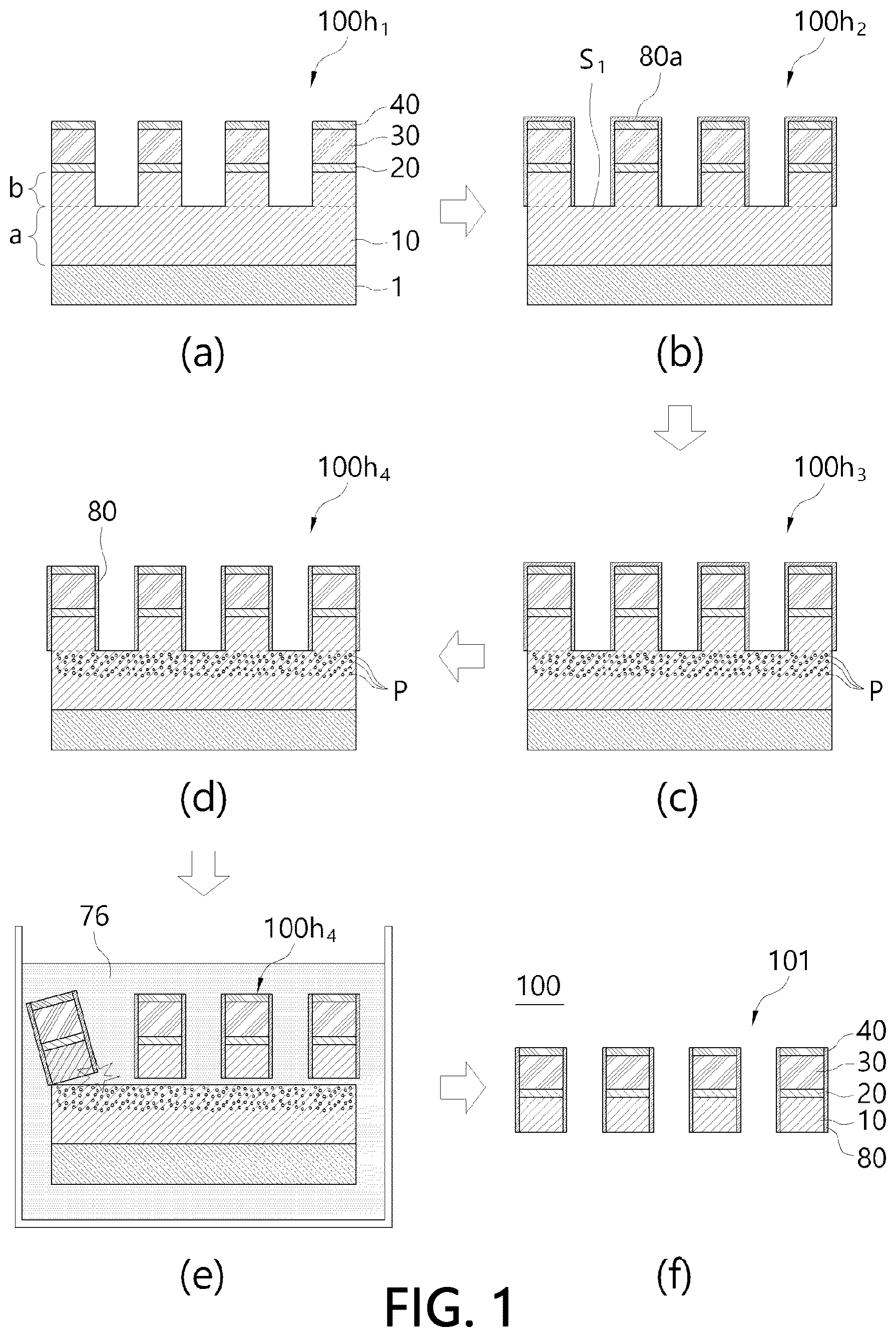 Patent US12155004 — Method of separating plurality of LED structures from wafer — Figure 1