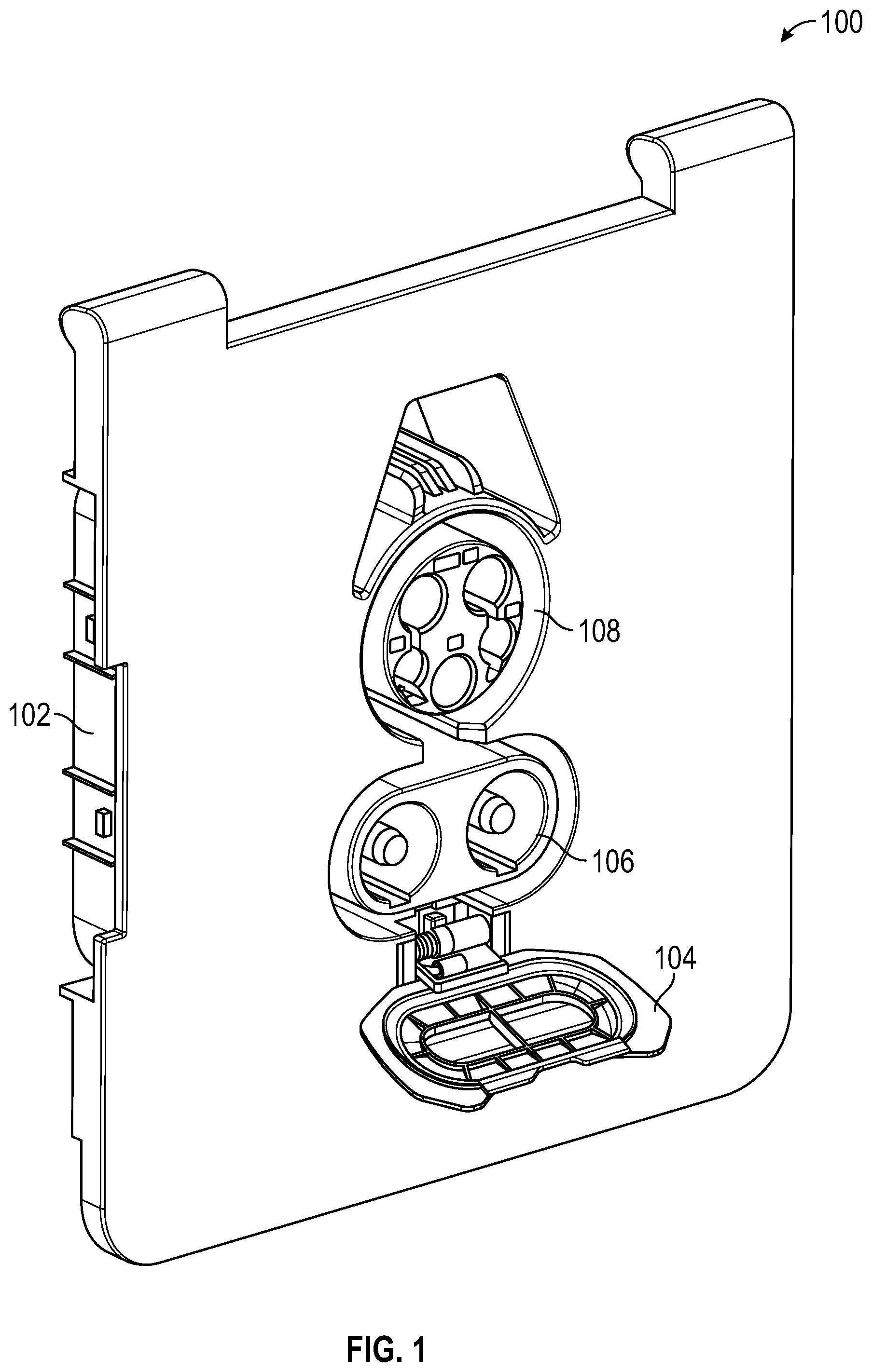 Patent US12155151 Figure 1 – Socket assembly with locking mechanism activated after rotation of the flap