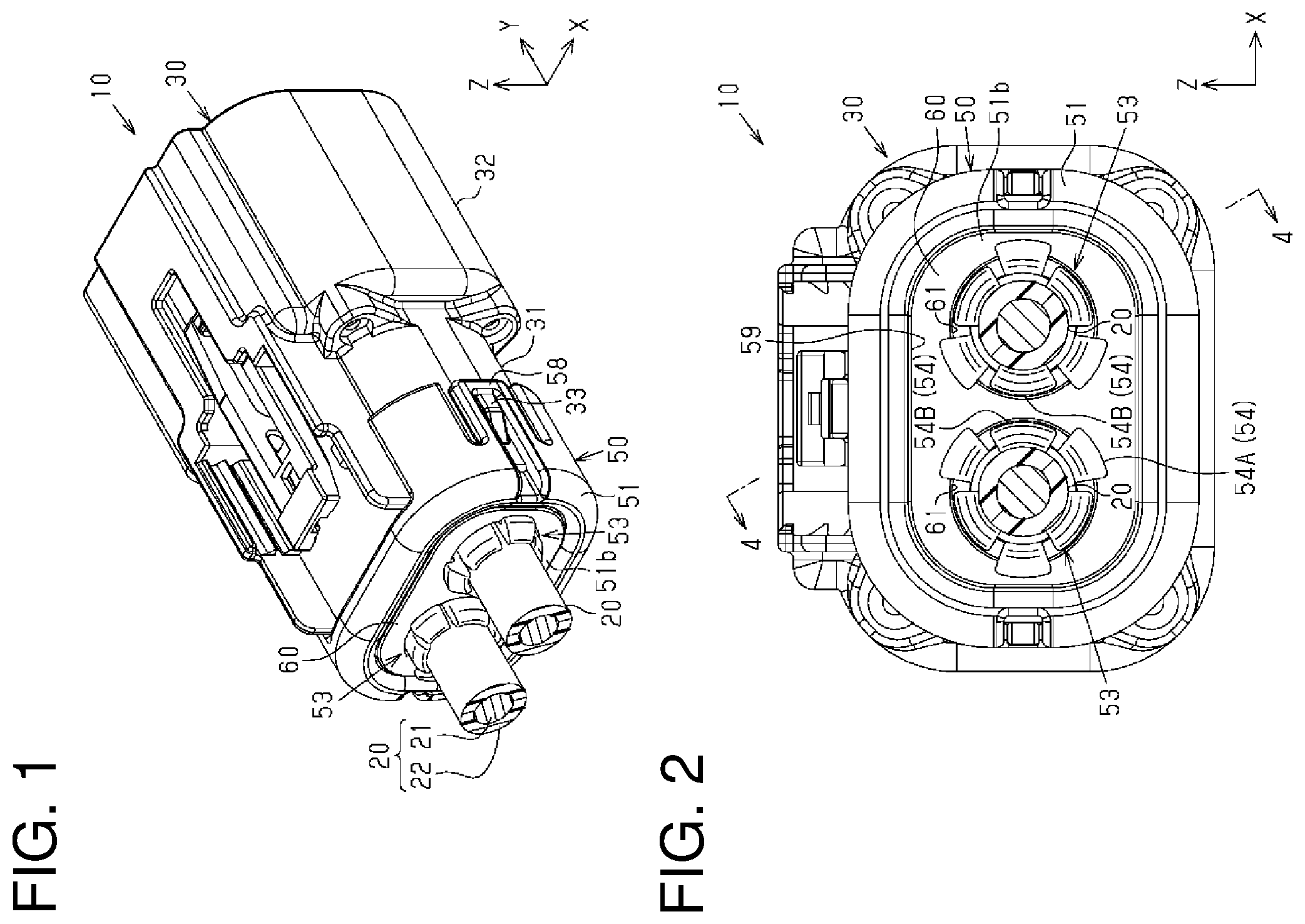 Patent US12155153 Figure 1 – Electrical connector for securing multiple individual wires in a housing with fewer parts