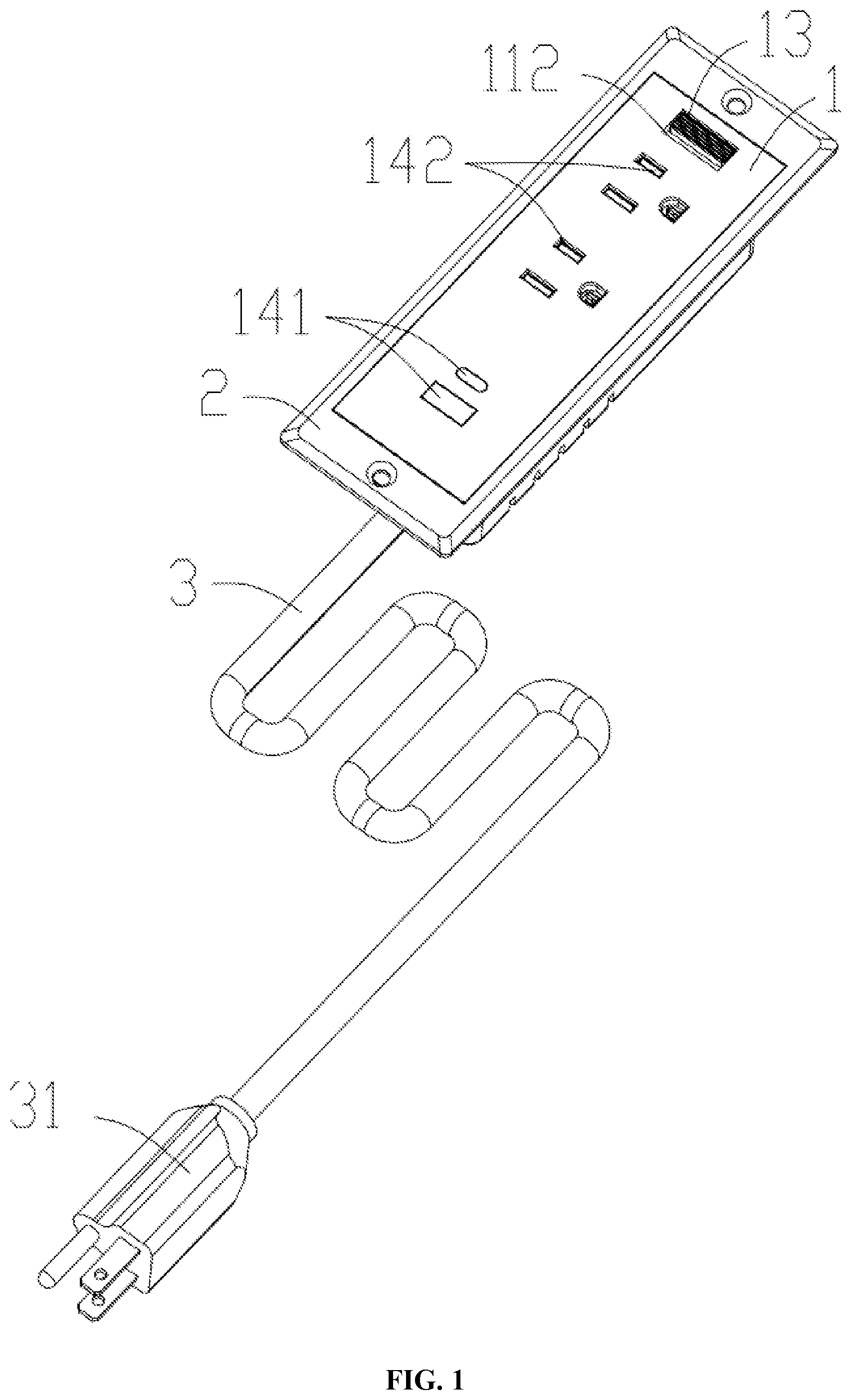 Patent US12155159 — Detachable extension socket assembly — Figure 1