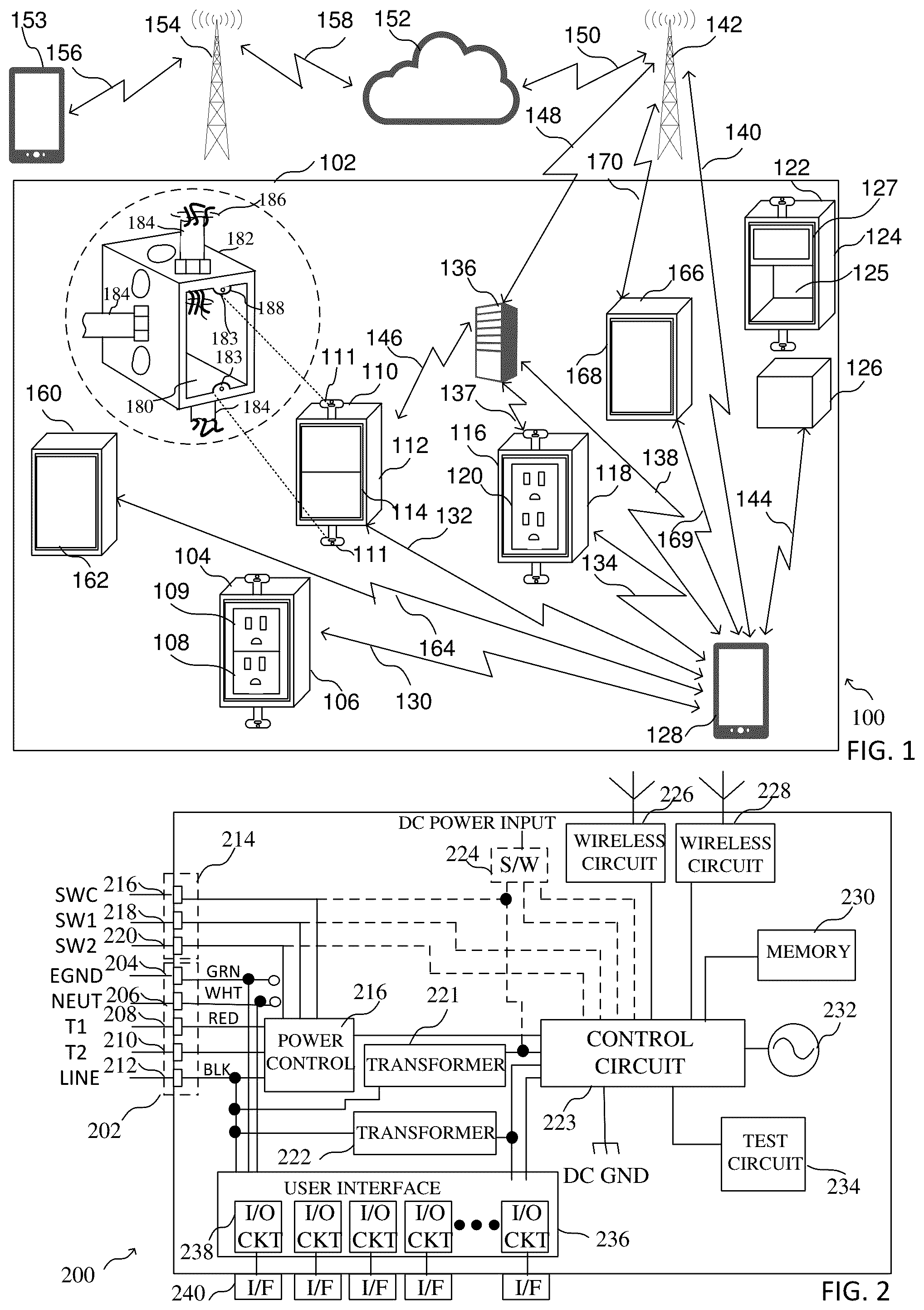 Patent US12155164 Figure 1 – In-wall power adapter having a switch and a connector for controlling the application of a voltage