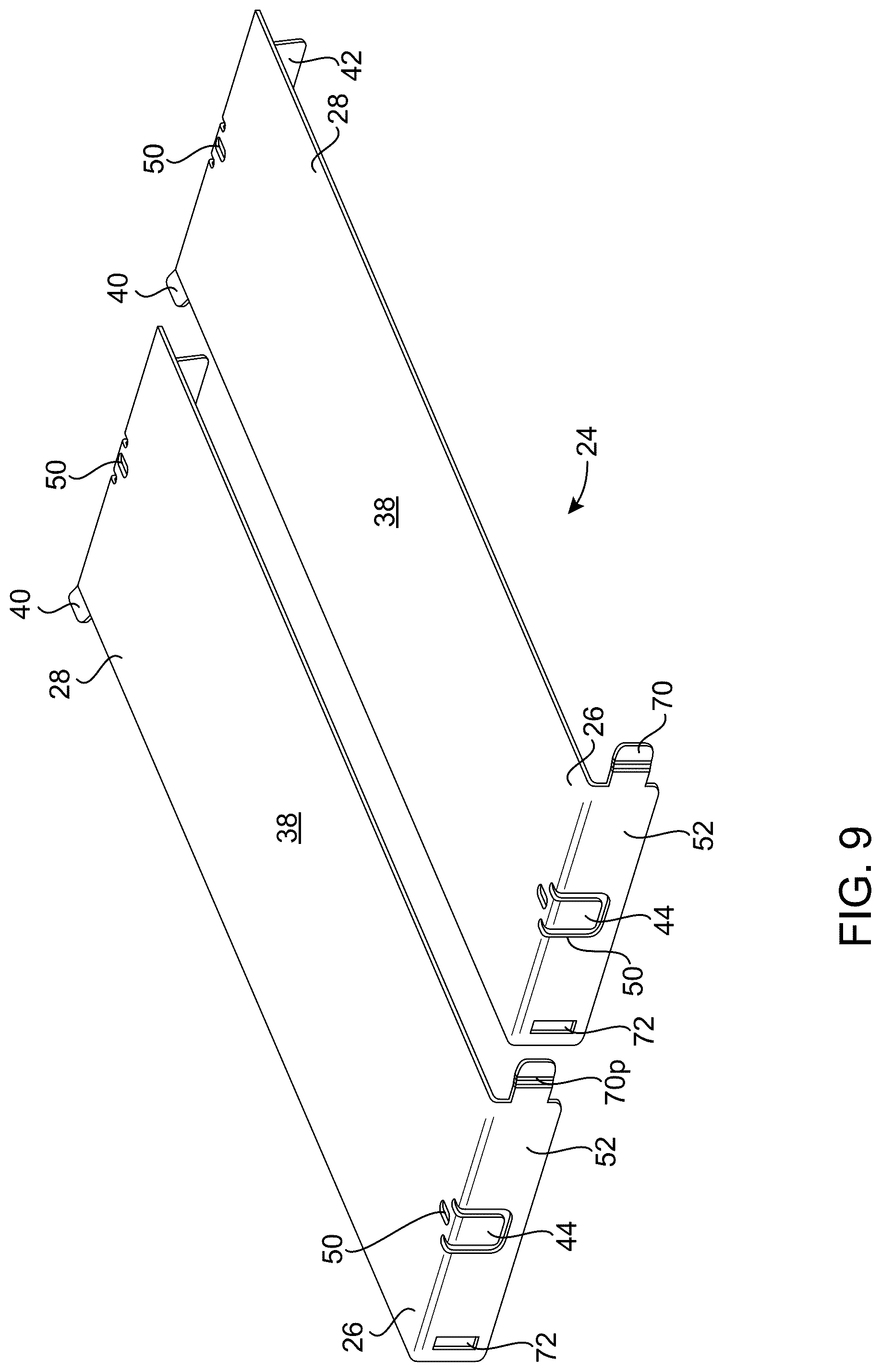 Patent US12155188 Figure 7 – Cable tray having cover panels