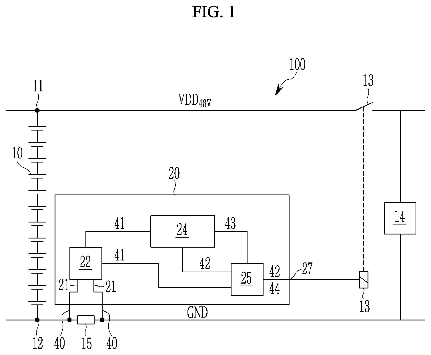 Patent US12155246 — Battery system — Figure 1