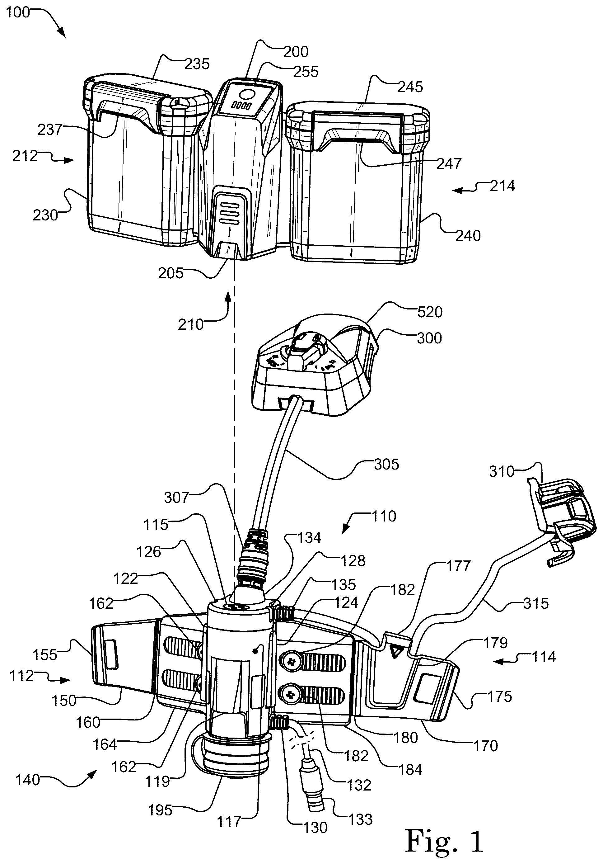 Patent US12155263 Figure 1 – Helmet-mounted power system